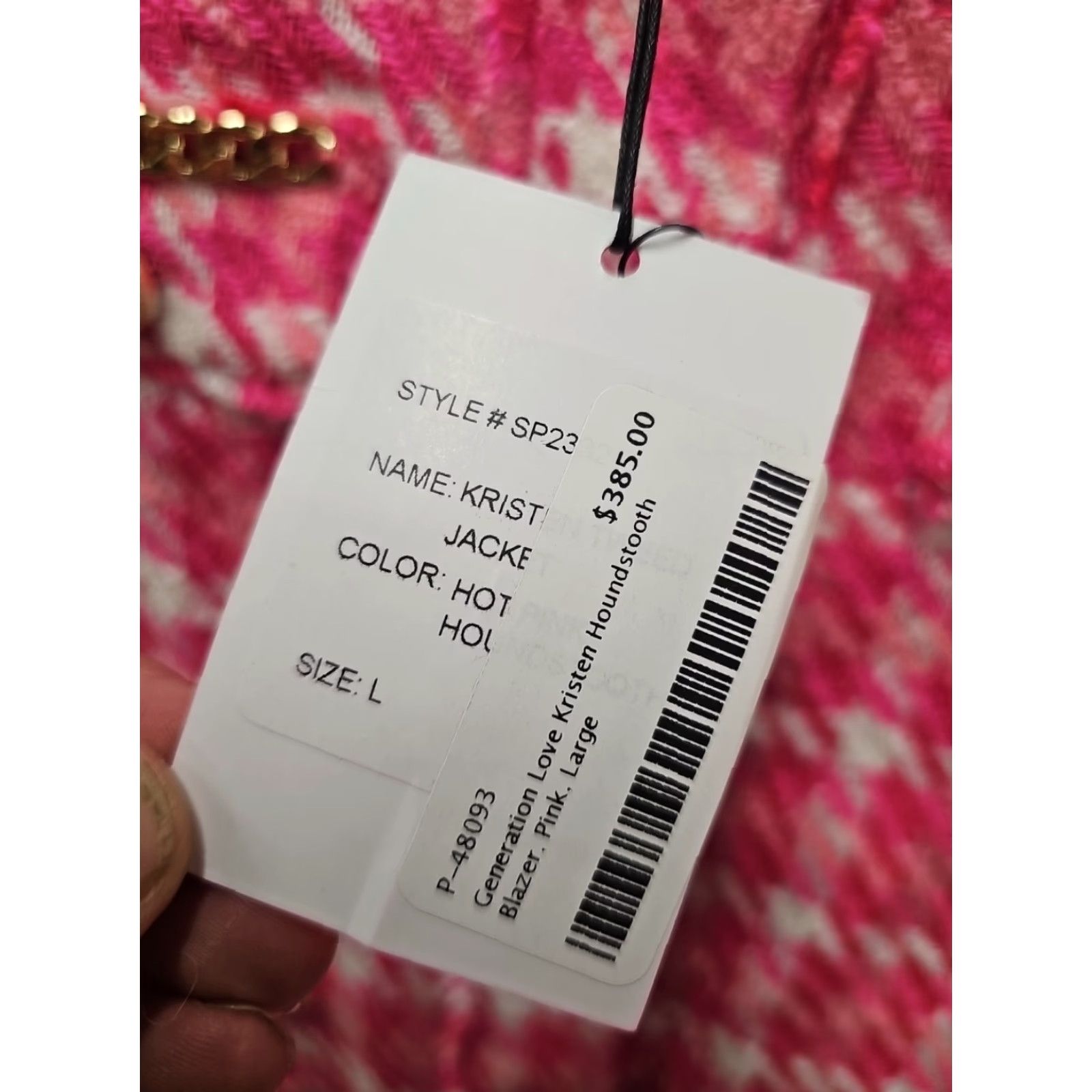Generation Love VINTAGE Generation Love Pink Tweed Gold Button Blazer Jacket Blazer Womens L Pink 19 Chest 20 Length Size L / US 10 / IT 46 - 3 Thumbnail