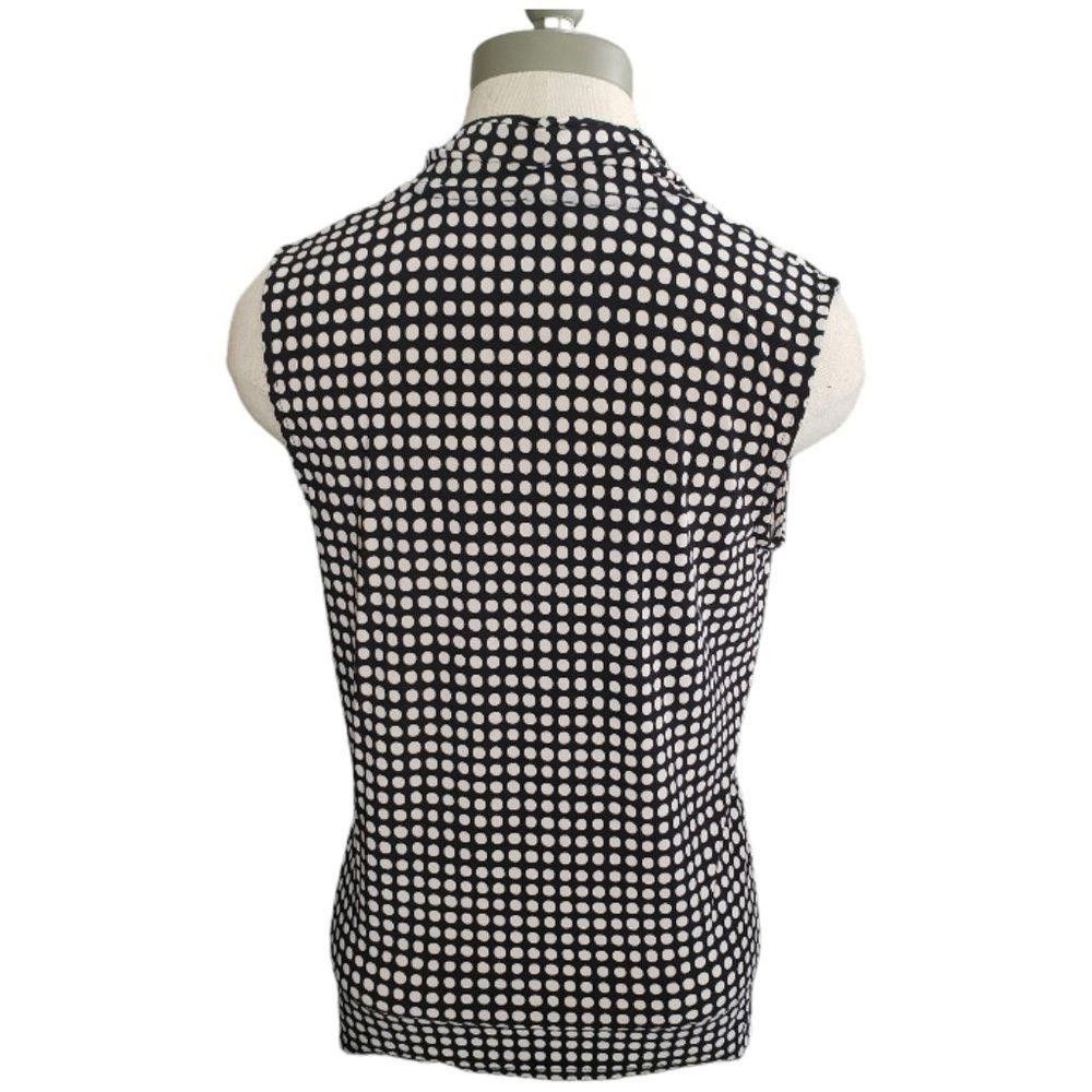 Designer CT230 Anne Klein Ladies Black & White Dotted Blouse S Size S / US 4 / IT 40 - 2 Thumbnail