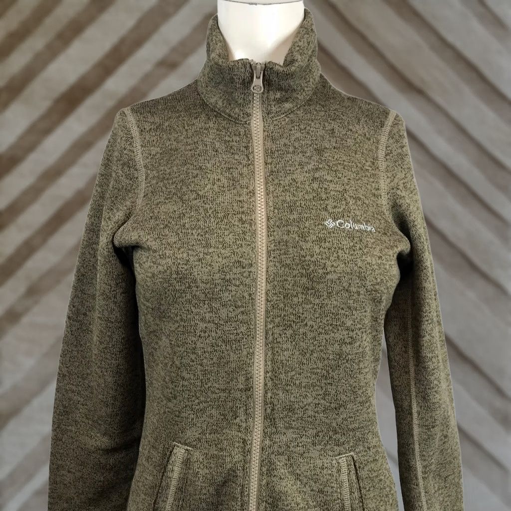 Olive Columbia XS Olive Green Marl Fleece Jacket - Outdoor Activewear Size XS / US 0-2 / IT 36-38 - 1 Thumbnail