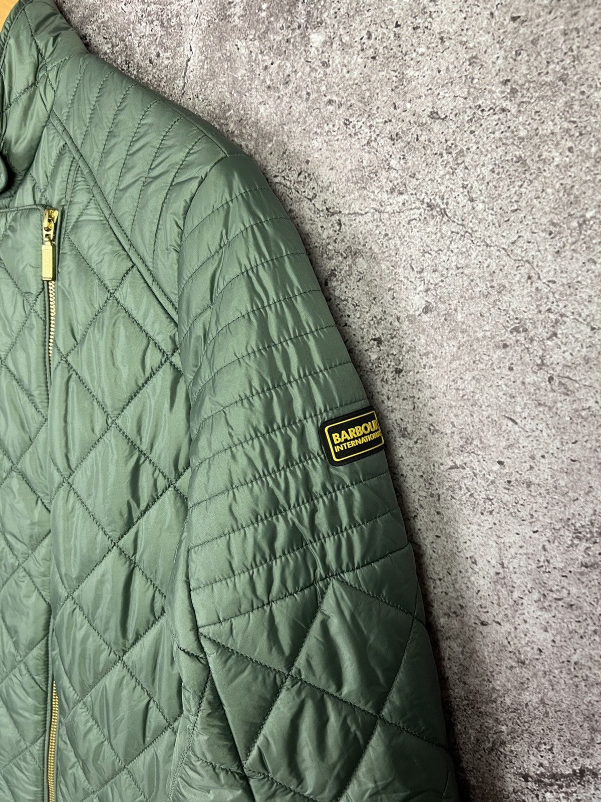 Barbour Barbour International Quilted Jacket Green Biker Style UK16 Size XL / US 12-14 / IT 48-50 - 2 Thumbnail
