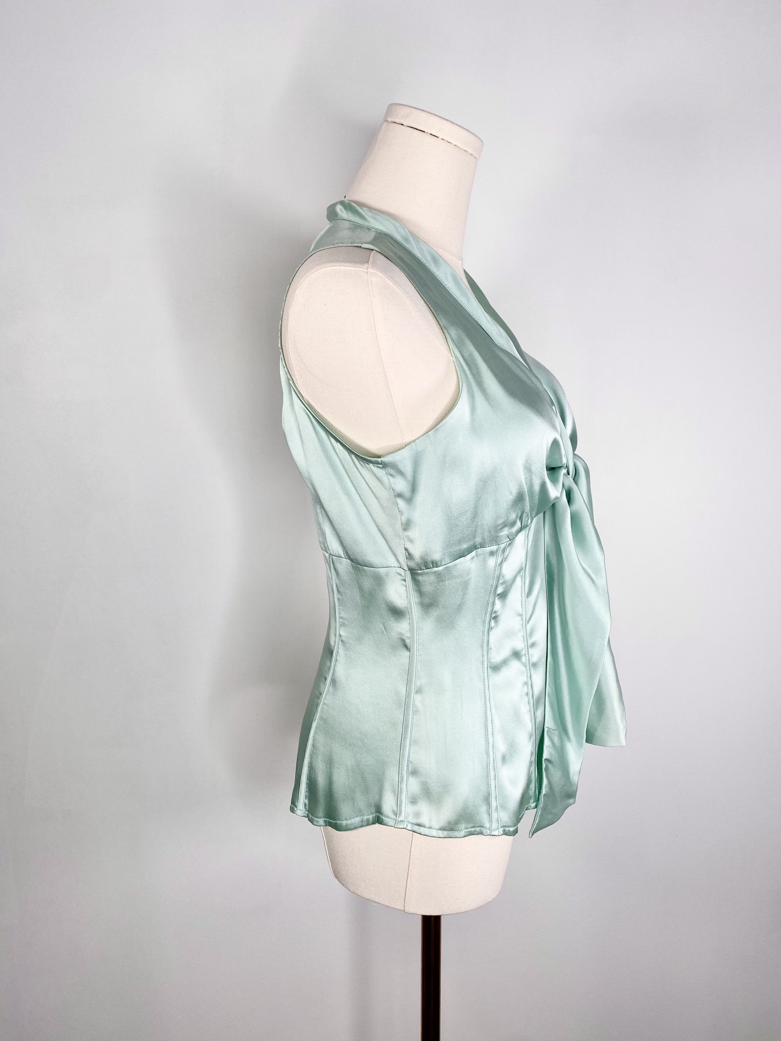 Adolfo Dominguez Adolfo Dominguez - Silk turquoise ribbon blouse Size XS / US 0-2 / IT 36-38 - 6 Thumbnail