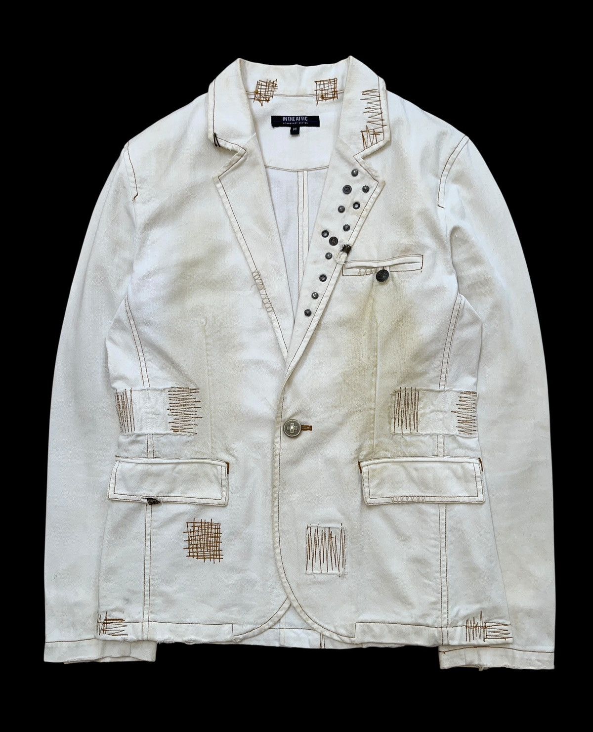 Distressed Studs Dirty Pattern Chore Jacket