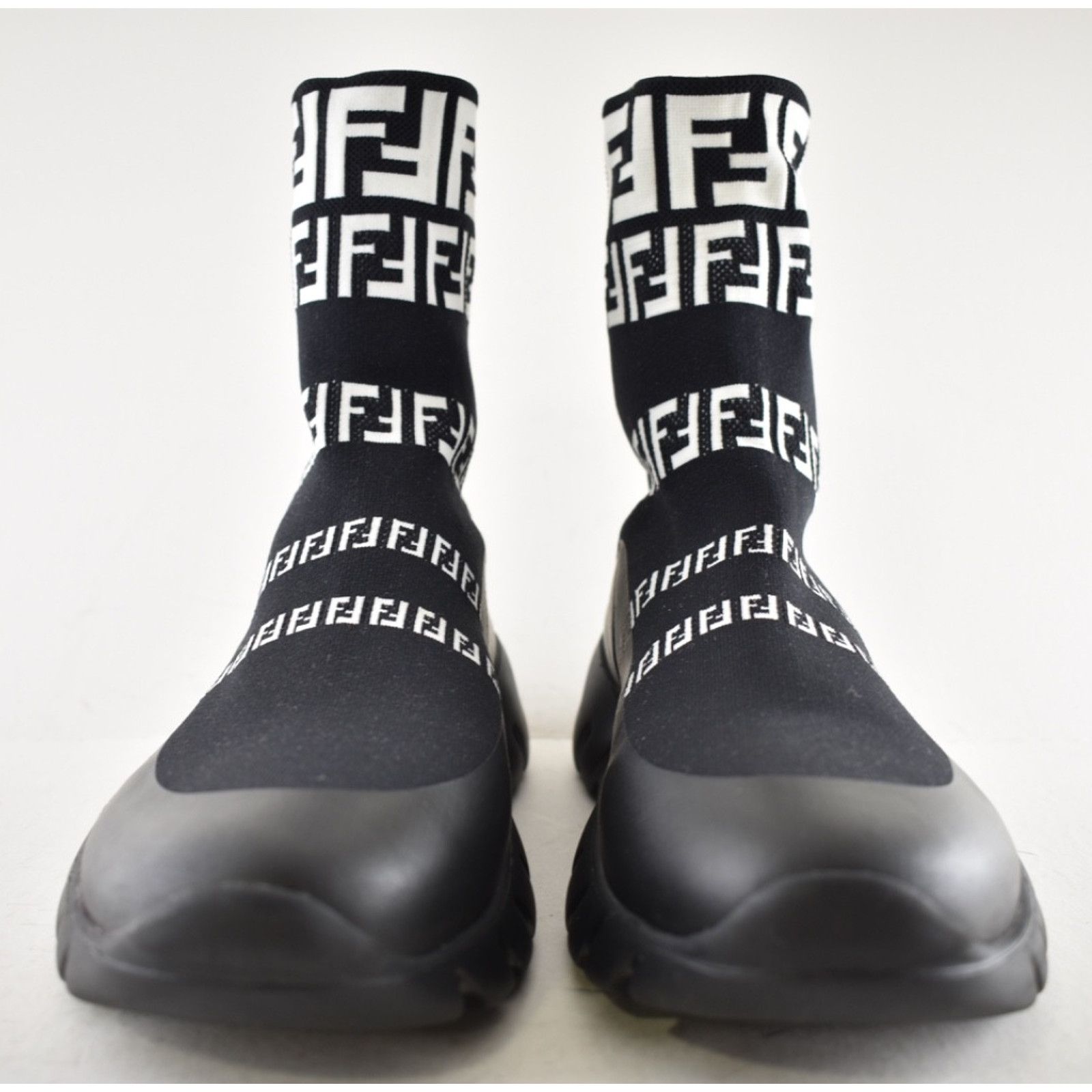 Fendi Fendi Mens Black White FF Monogram Knit Sock Trainer US 10 Size US 10 / EU 43 - 5 Thumbnail