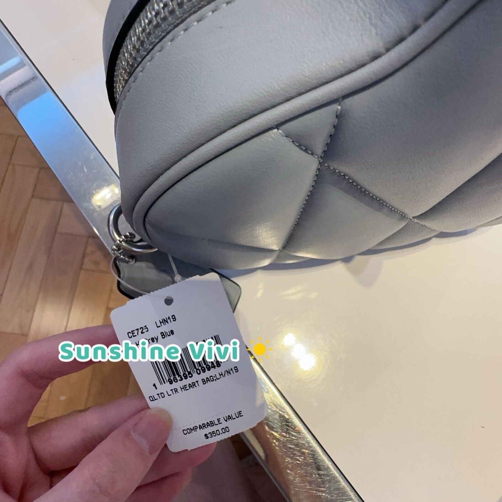 Coach Coach Heart Crossbody Bag Quilting Leather CE725 Grey Blue Size ONE SIZE - 3 Thumbnail