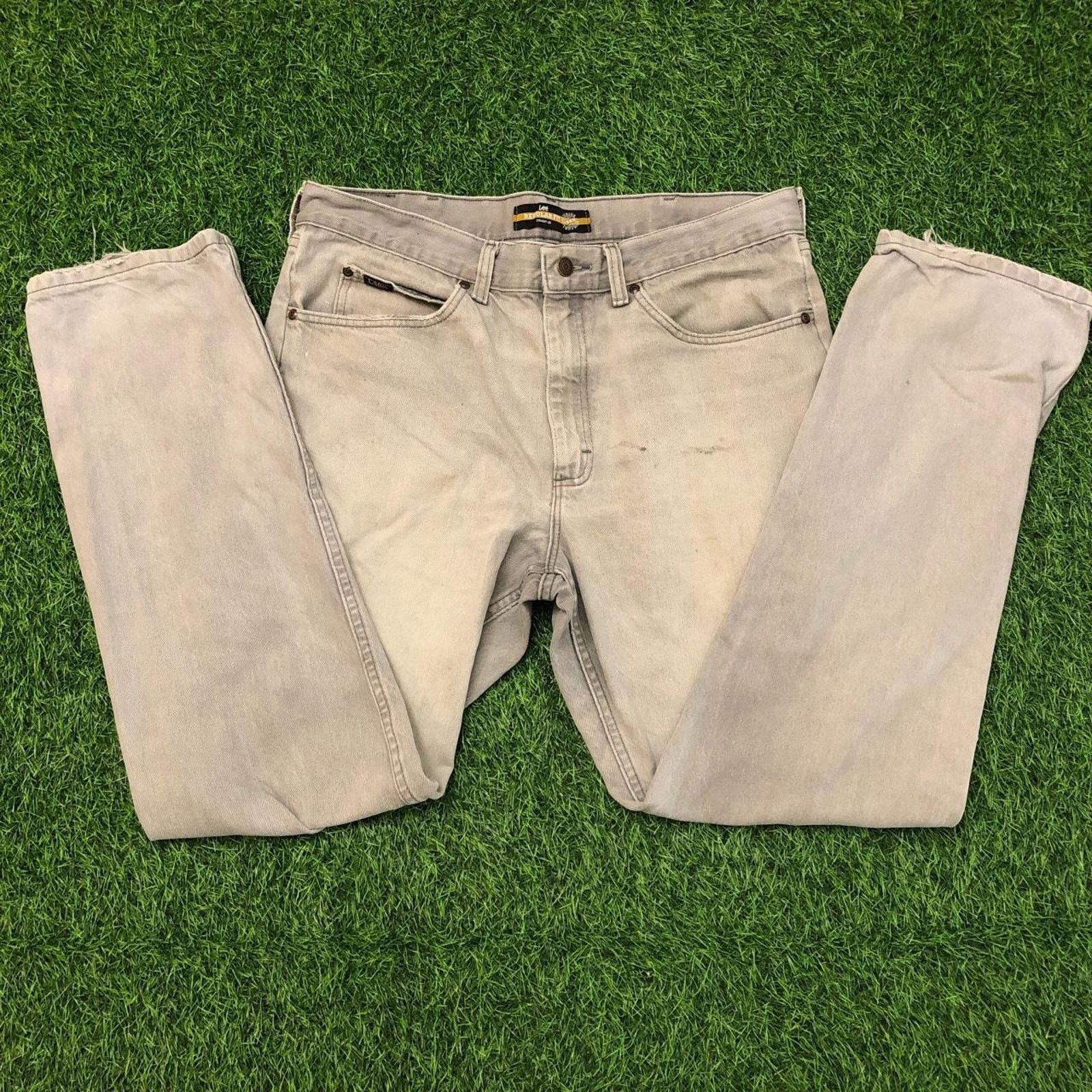 Lee Men’s Grey Distressed Lee Pants | 36x32 Size US 36 / EU 52 - 1 Thumbnail