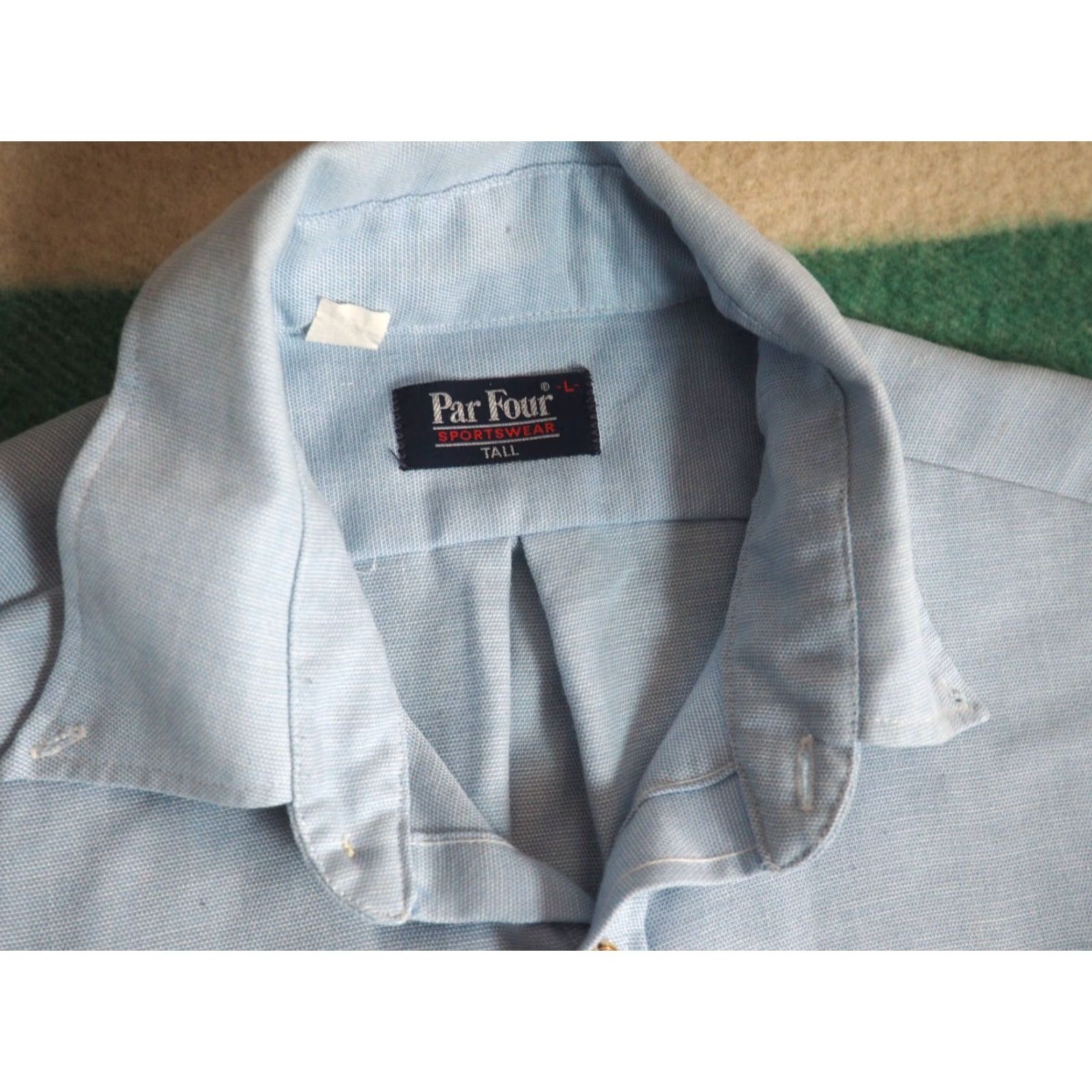 Vintage VINTAGE Par Four Shirt LT Mens 70s Pocket Light Blue Polycotton Long Sleeve Button-Front Mens LT Blue 1970s Casual USA Made Size US L / EU 52-54 / 3 - 3 Thumbnail
