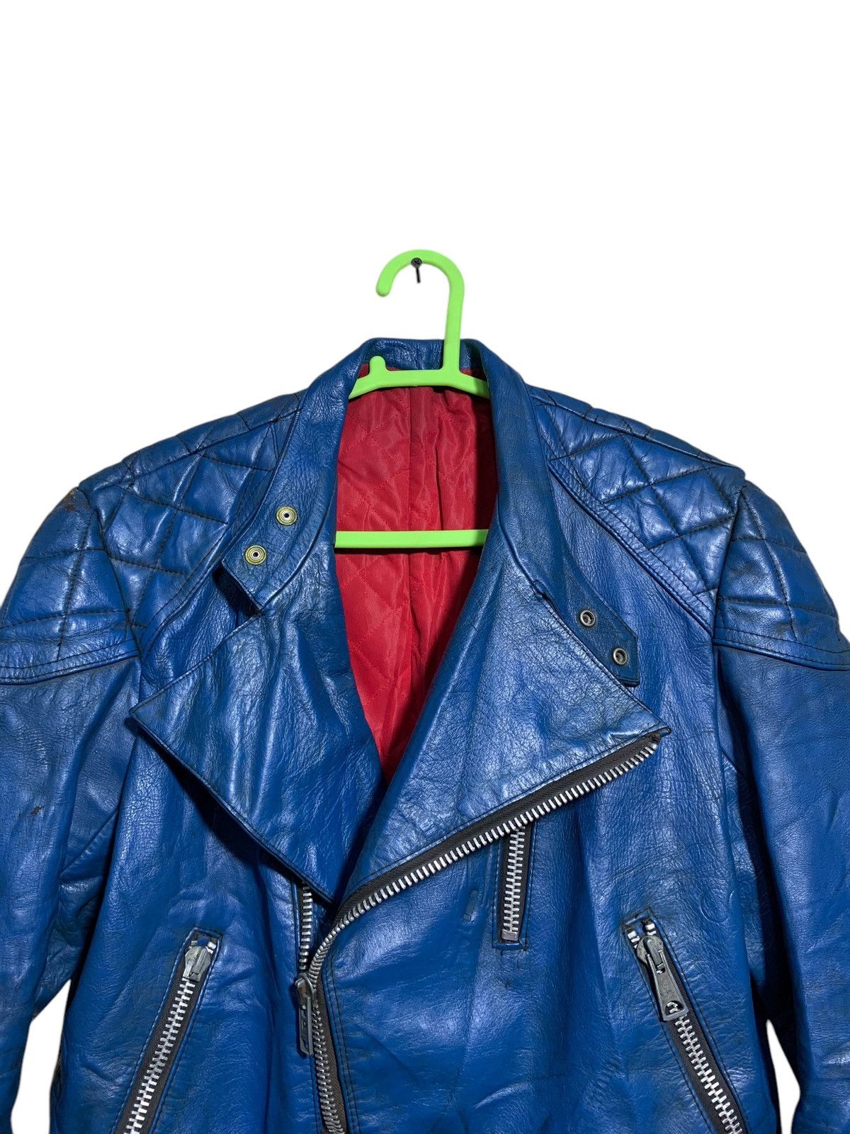Genuine Leather × Vintage 🔥VTG BLUE BIKERS JACKETS GENUINE LEATHER Size US L / EU 52-54 / 3 - 4 Thumbnail