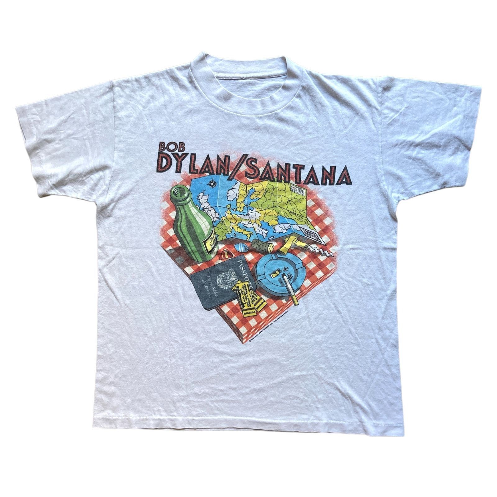 Bob Dylan/Santana European Tour 1984 Vintage T-Shirt Single