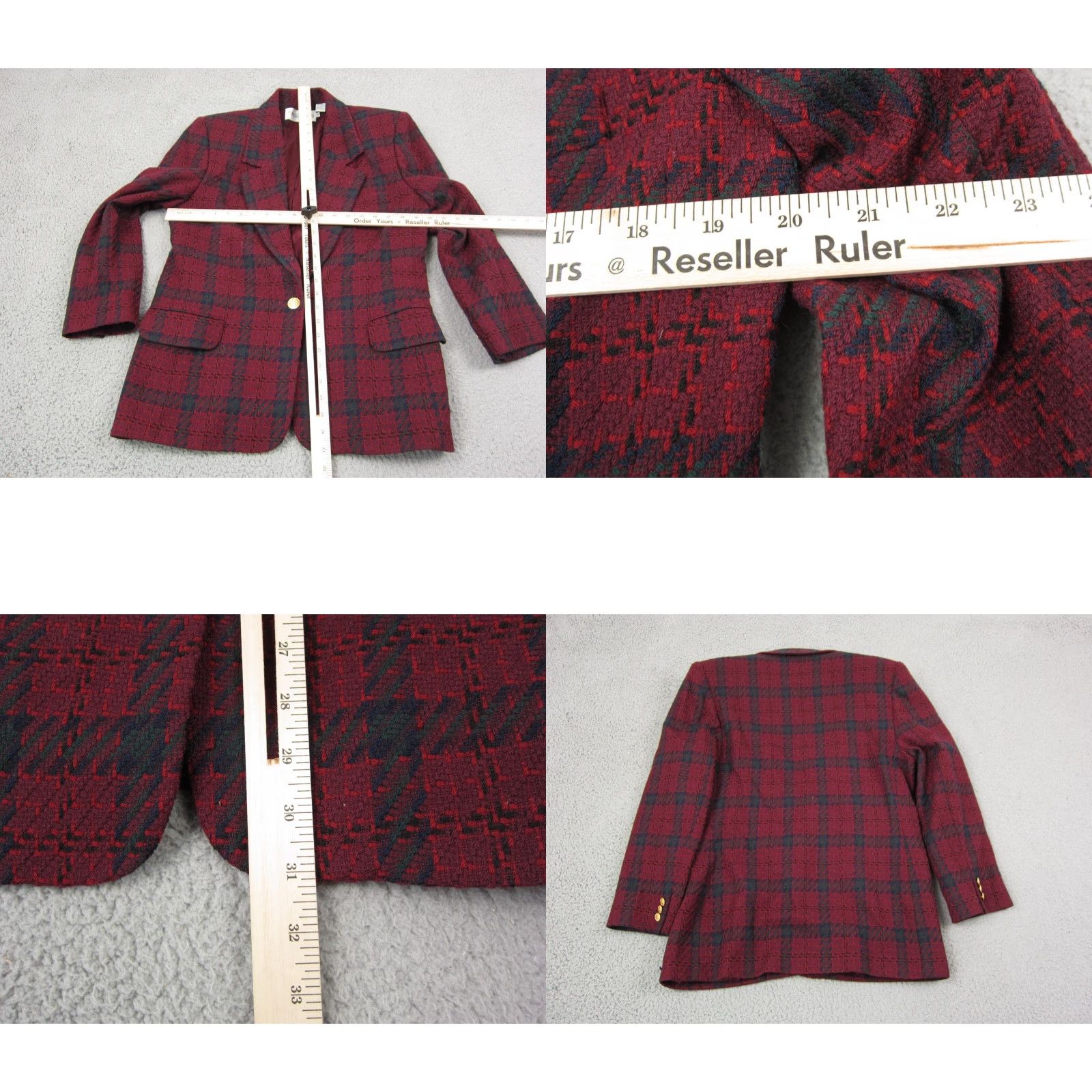 Vintage VINTAGE JH Collectibles Jacket Womens Size 14 Red 100% Wool Houndstooth Blazer Long Sleeve Casual Fall Winter Pockets 80s 90s Womens Jacket Size XL / US 12-14 / IT 48-50 - 8 Thumbnail