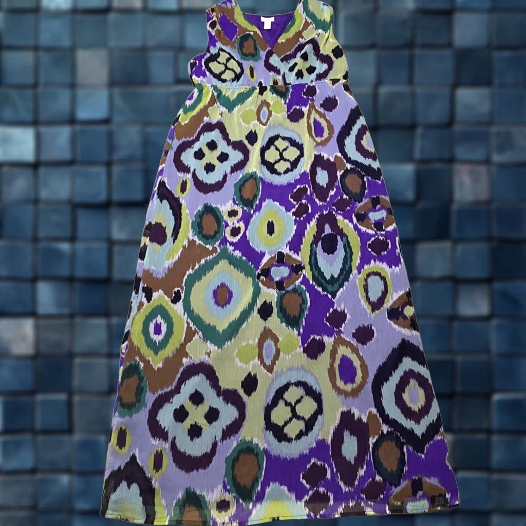 chico's party dresses Vintage Chicos Womens Medium Dress Multicolor Maxi Chiffon Lined V-Neck
