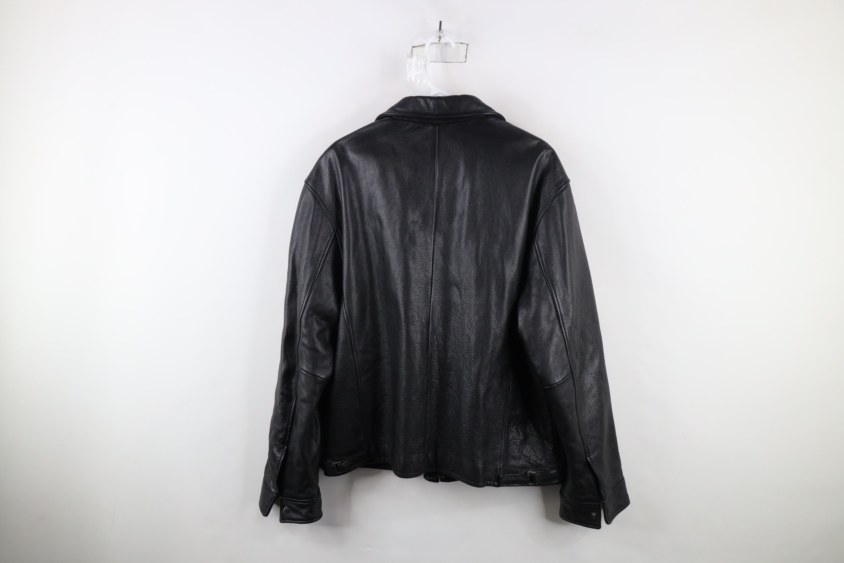 Guess × Vintage Vintage Y2K Guess Heavyweight Leather Collared Jacket Black Size US L / EU 52-54 / 3 - 13 Thumbnail