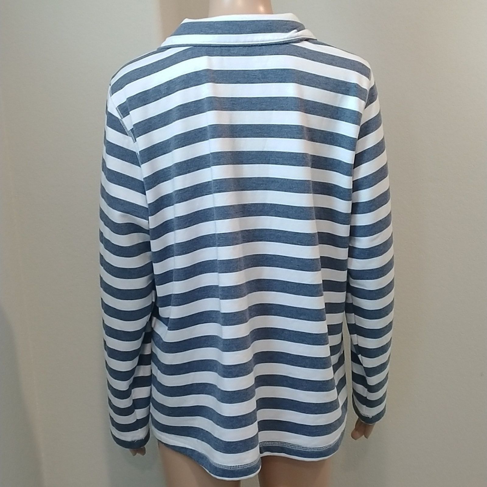 Croft & Barrow Croft & Barrow White/Blue/Grey Striped Pullover Sweater Size XL / US 12-14 / IT 48-50 - 5 Thumbnail
