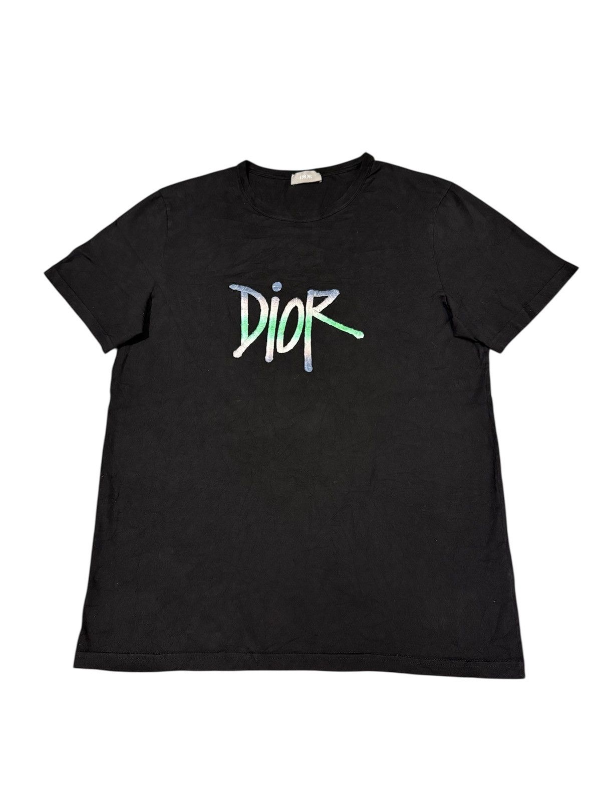 Dior DIOR EMBROIDERED SPELL OUT T SHIRT Size L / US 10 / IT 46 - 1 Thumbnail