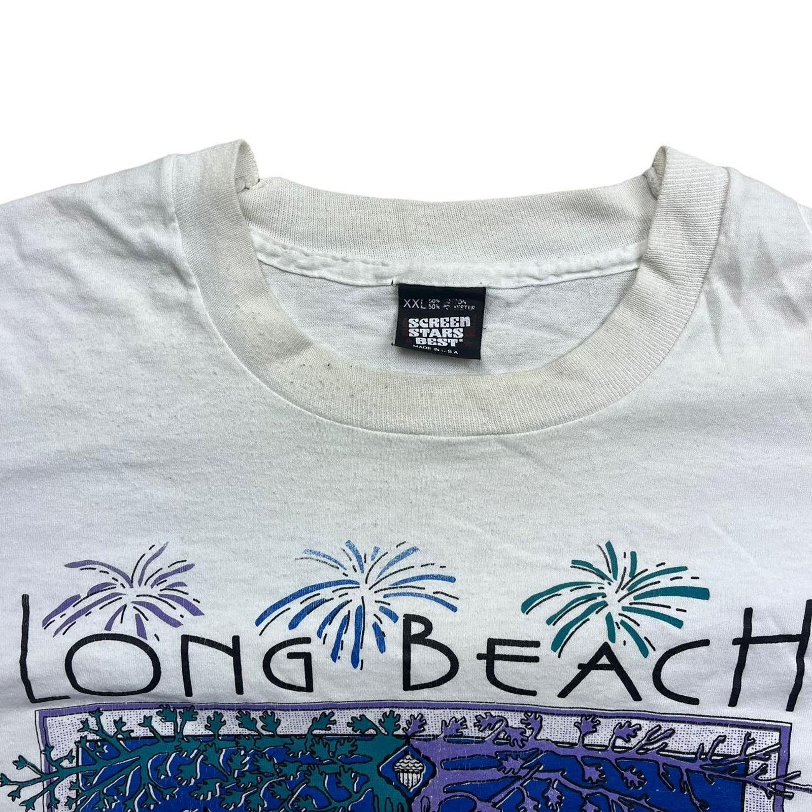 Vintage Vintage Long Beach T Shirt Size US XXL / EU 58 / 5 - 4 Thumbnail