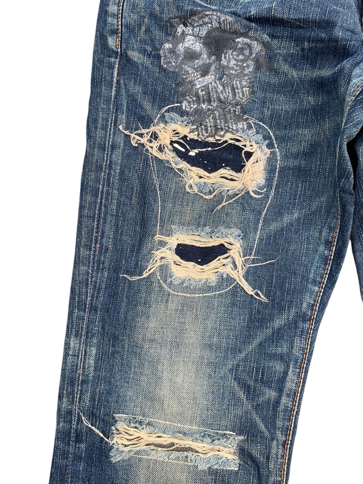 Tornado Mart RARE EDWIN STUDDED PUNK JAPANESE DISTRESSED DENIM Size US 31 - 7 Thumbnail
