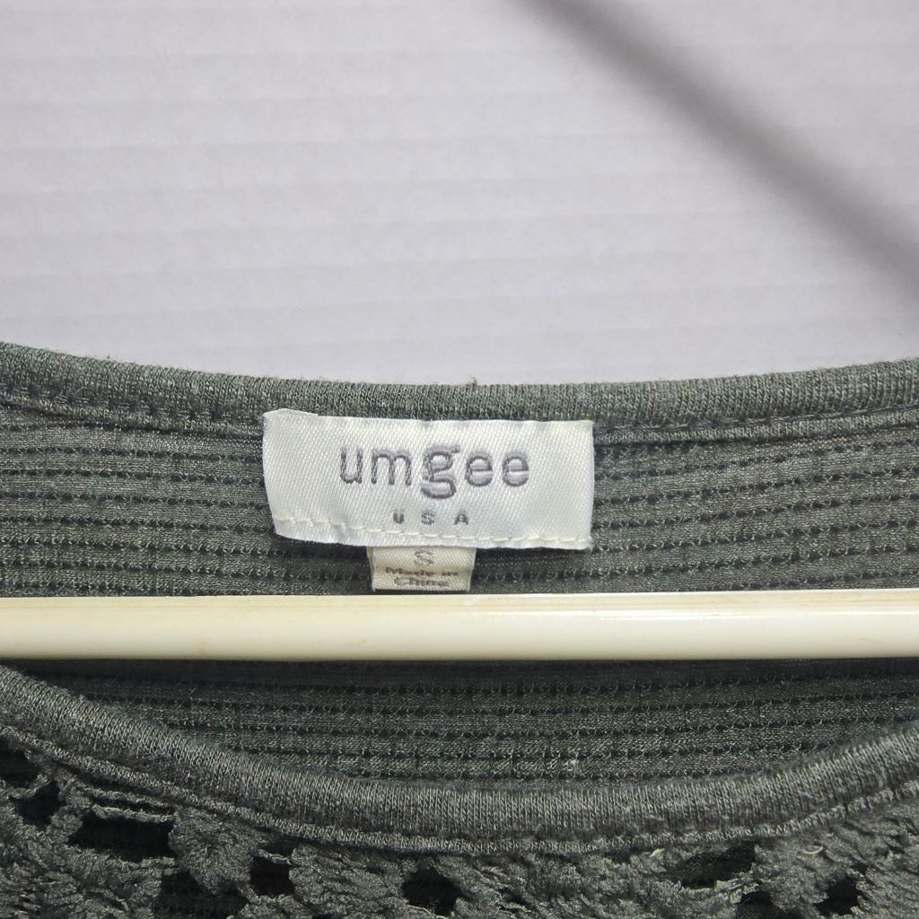 The Unbranded Brand Women's Umgee Long Sleeve Tee S Green Crochet Yoke Size S / US 4 / IT 40 - 2 Thumbnail