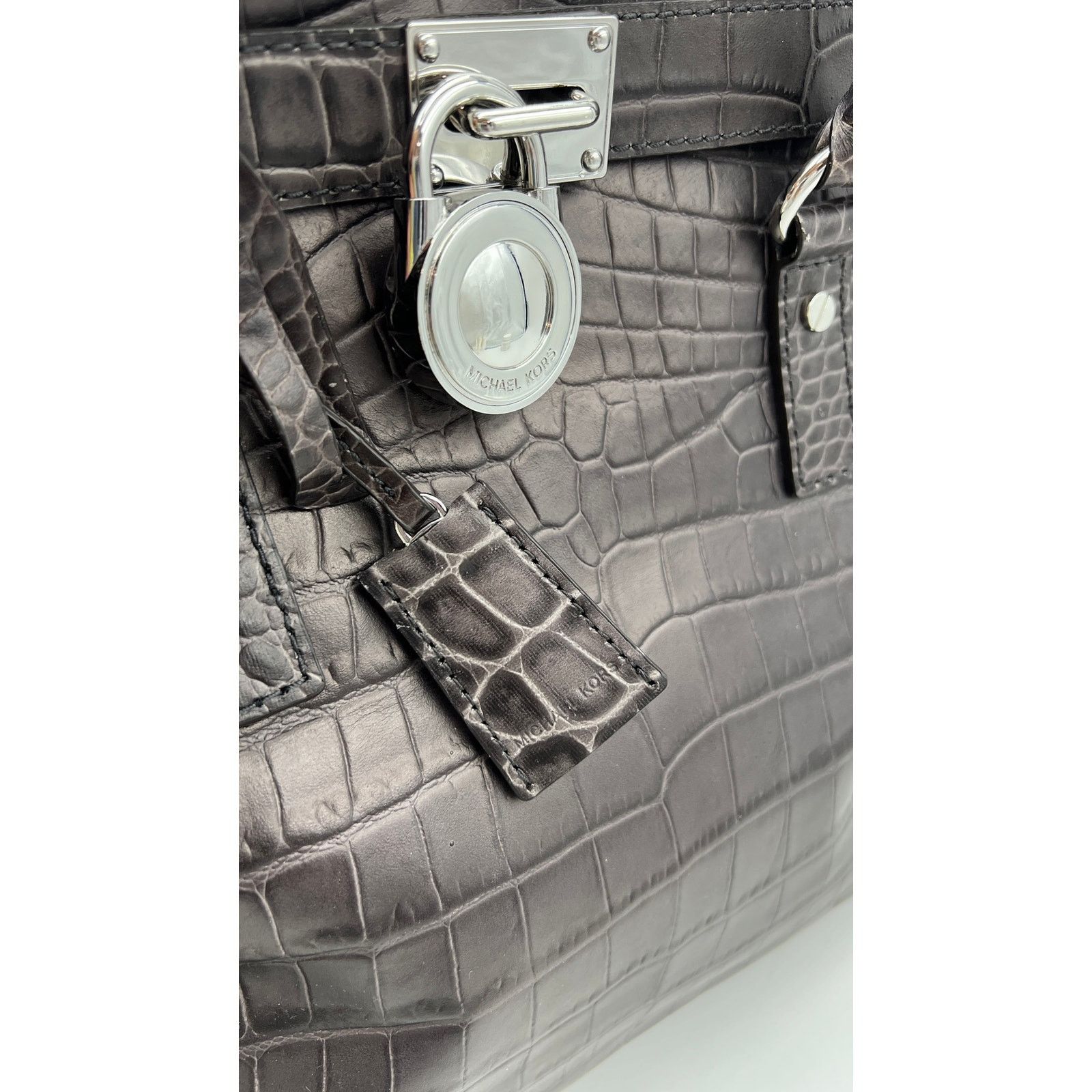 Michael Kors Michael Kors Hamilton Tote Gray Croco Embossed Leather Bag Size ONE SIZE - 2 Thumbnail