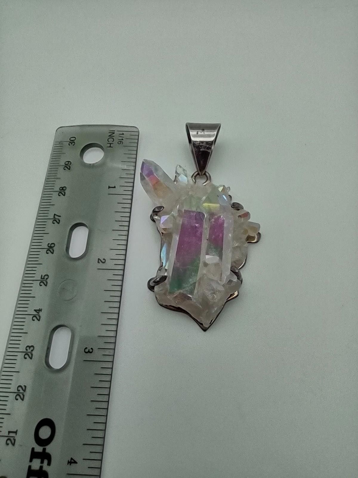 Other Obsidian Sterling Rainbow Aura Quartz Crystal Pendant Size ONE SIZE - 5 Thumbnail