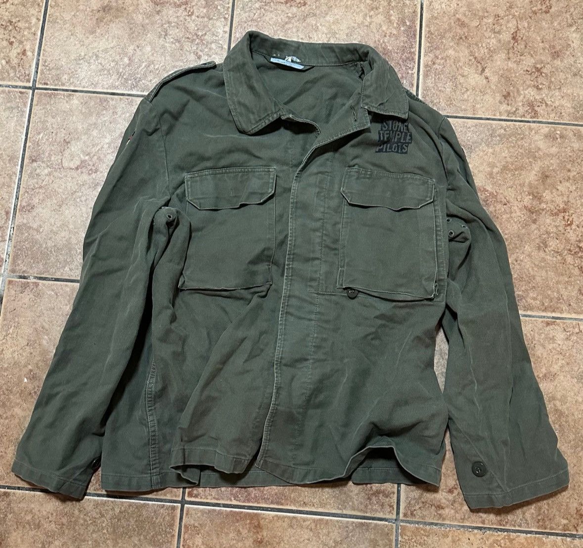 image of Vintage Green Stone Temple Pilots Army Jacket Military Medium, Men's
