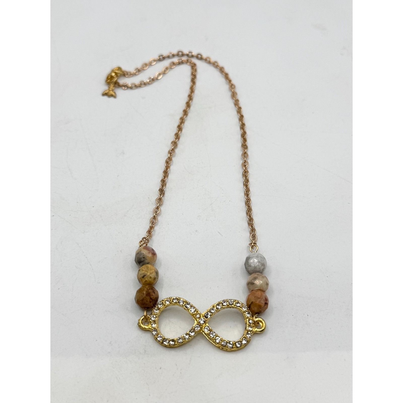 Vintage Vintage rhinestone infinity sign semi precious bead necklace Size ONE SIZE - 2 Thumbnail