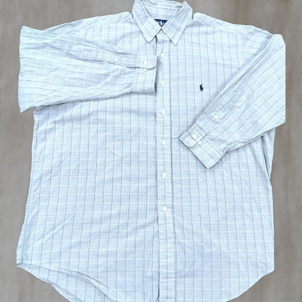 Ralph Lauren Ralph Lauren Shirt Men 17 32 Gray Button Up Glen Plaid Yarmouth Poplin XL Dress Size 46R - 1 Thumbnail