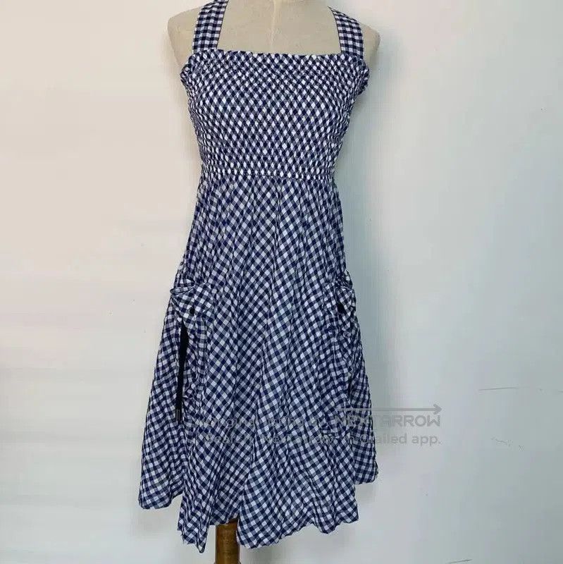 Burberry Burberry Blue Check Cotton Midi Dress. Size S / US 4 / IT 40 - 2 Thumbnail