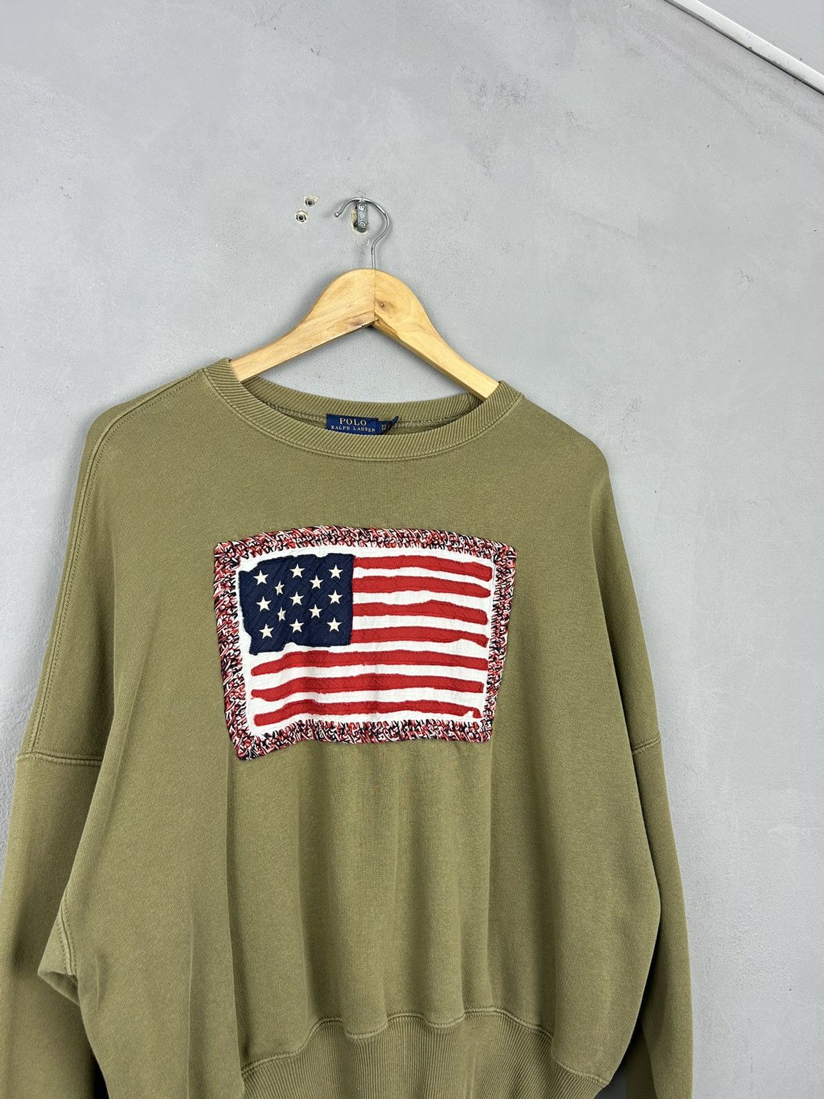 Polo Ralph Lauren Polo Ralph Lauren USA Flag Sweatshirt Olive Green Vintage Size XS / US 0-2 / IT 36-38 - 3 Thumbnail