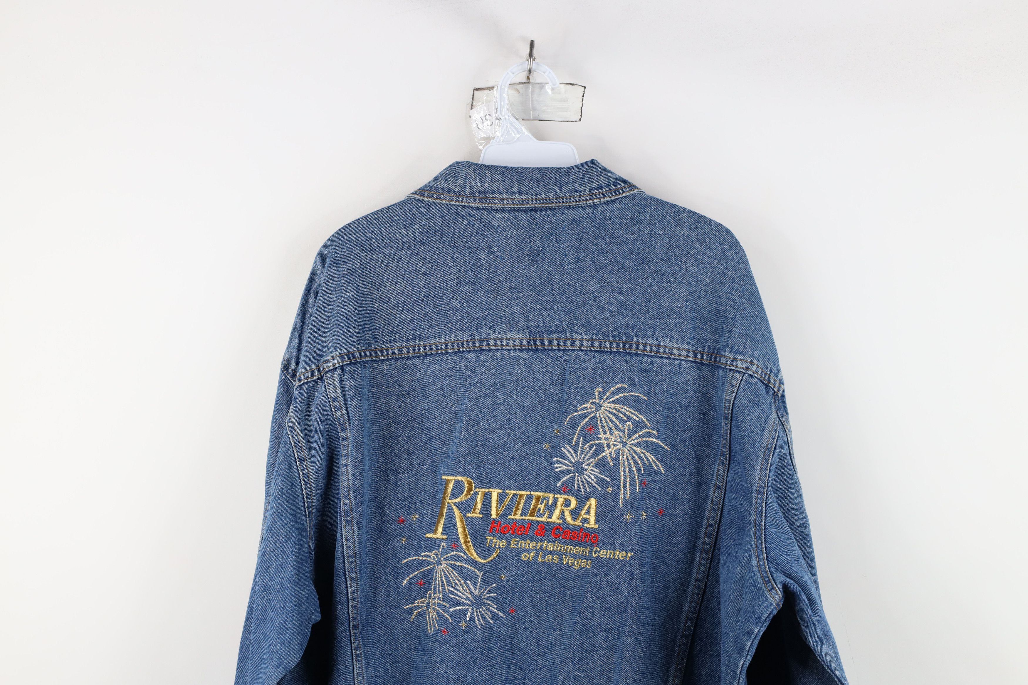 Vintage Vintage 90s Streetwear Riviera Casino Denim Trucker Jacket Size US XXL / EU 58 / 5 - 13 Thumbnail