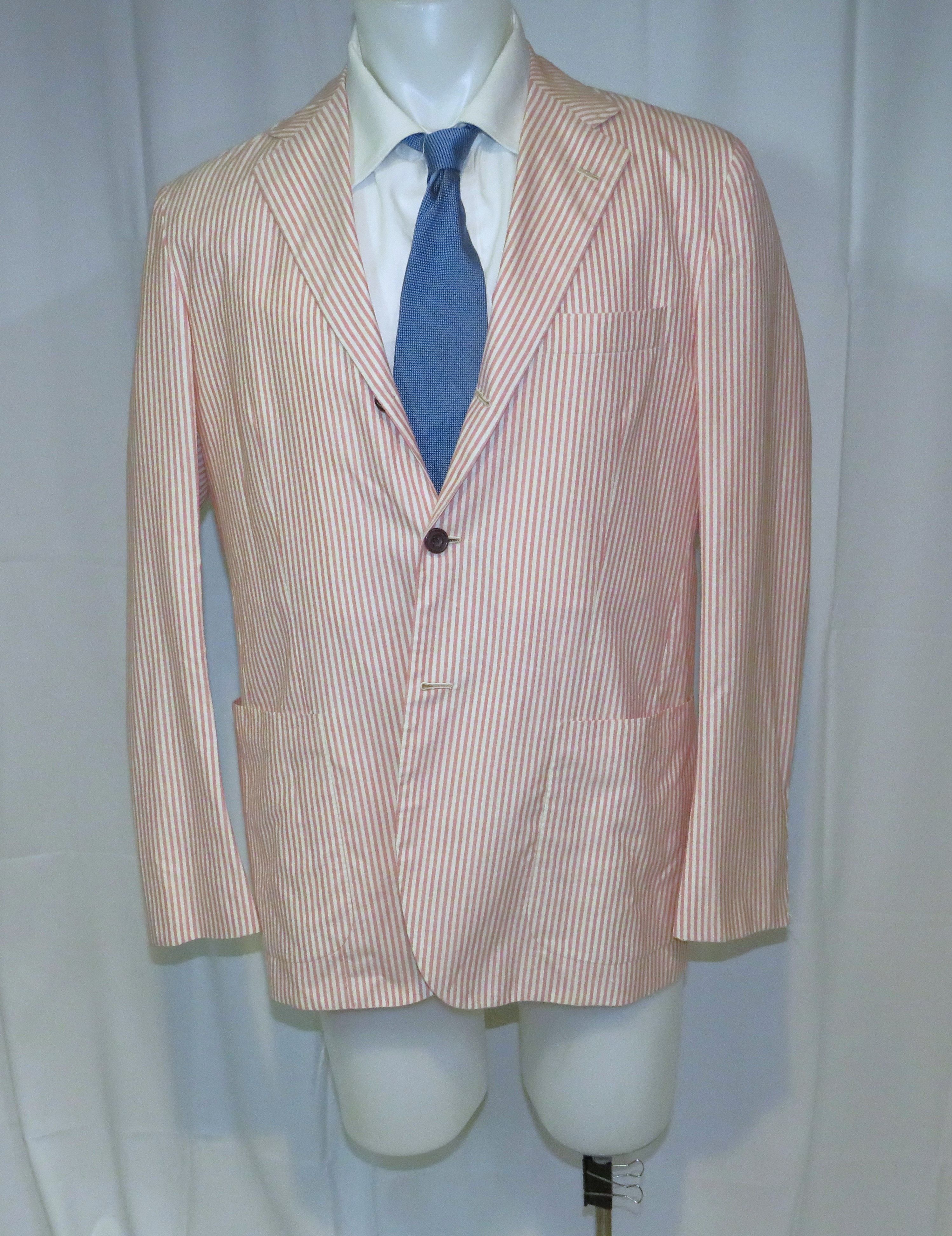Kiton Cashmere Blend White Red Stripe Three/Two Blazer 44R NWT Size 44R - 1 Thumbnail