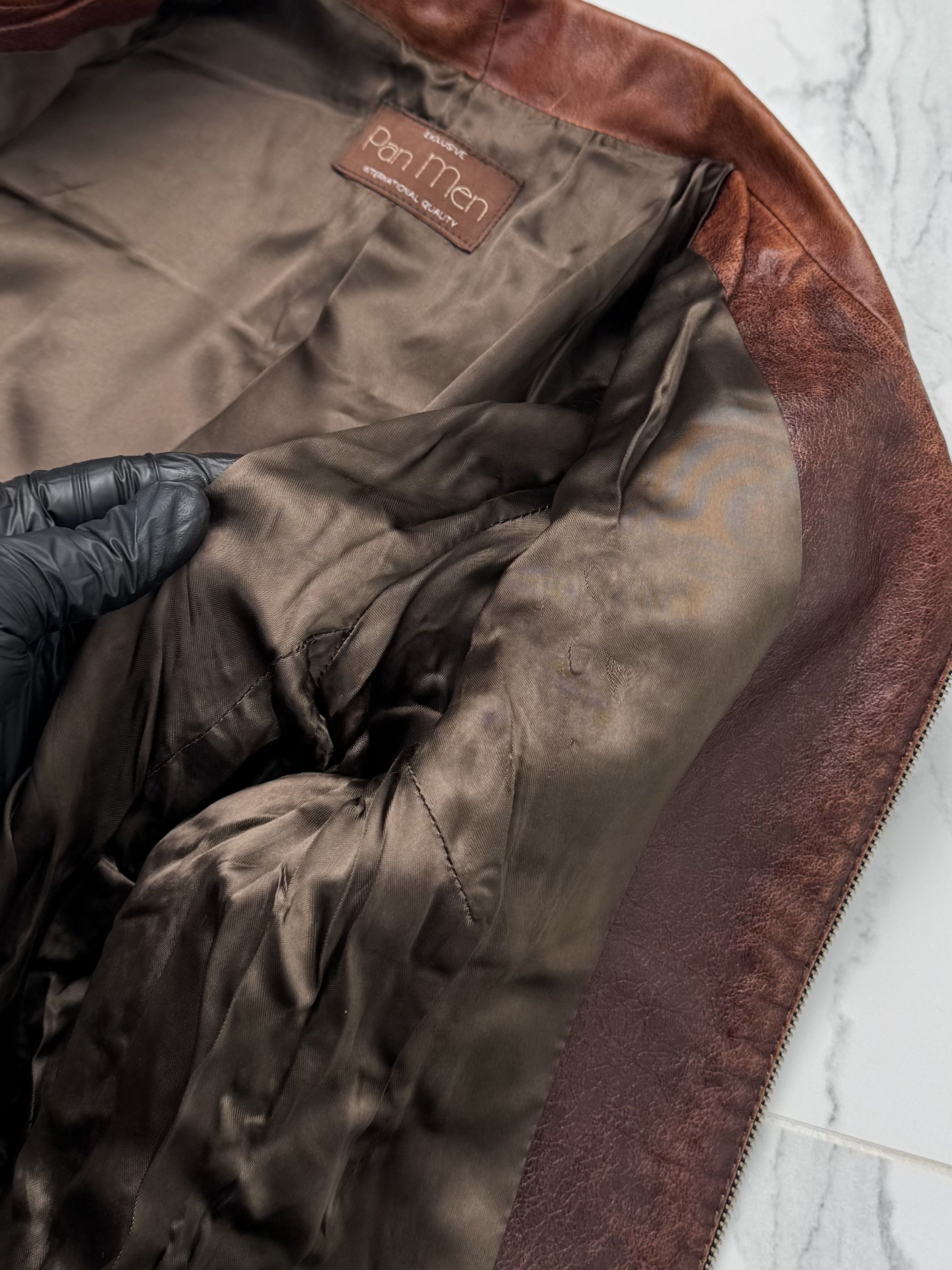 Vintage Women Brown Leather Jacket Y2K Vintage Zip Up Fitted Size L / US 10 / IT 46 - 9 Thumbnail