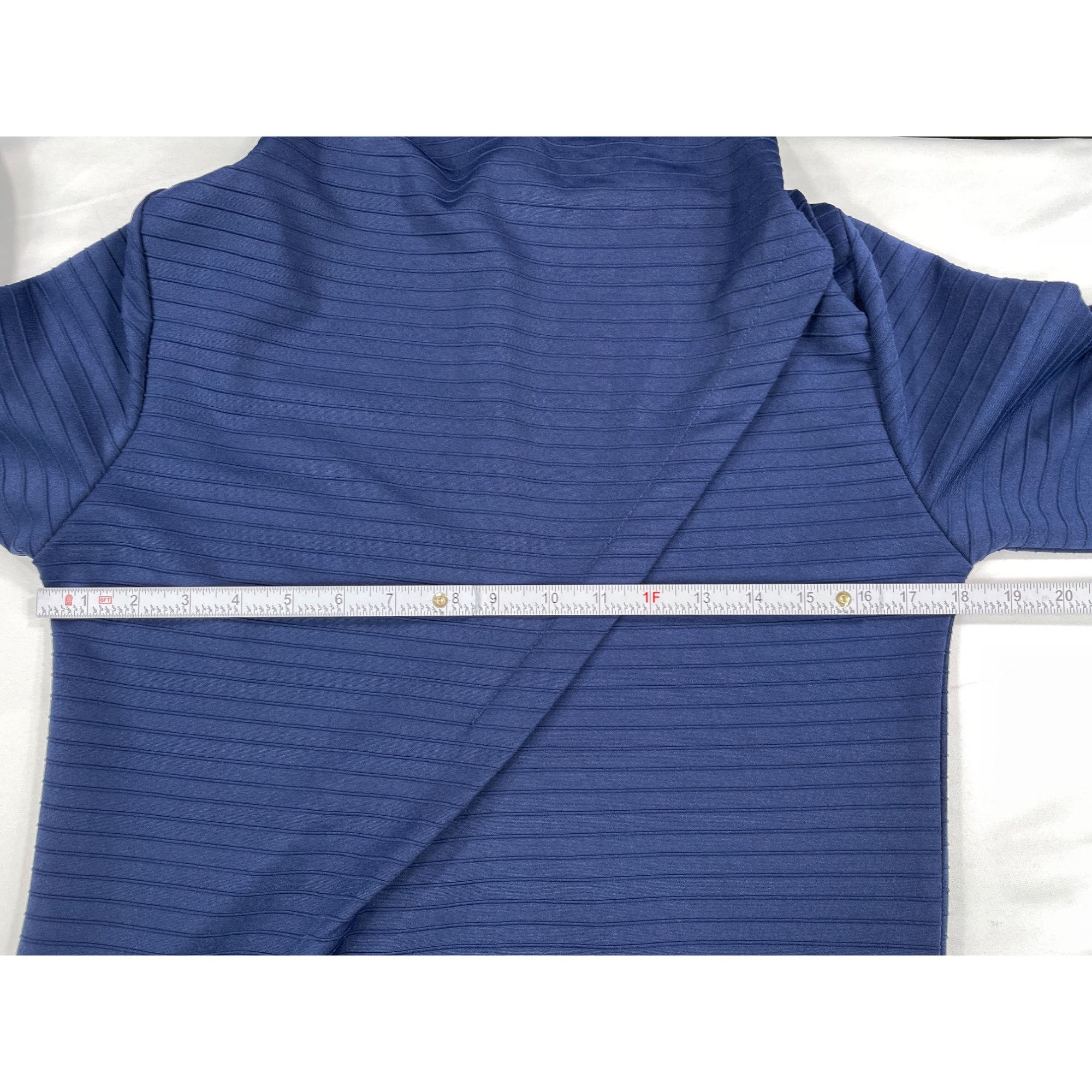 Designer Womens Blue Cowl Neck Ribbed Long Sleeve Dress SKU 7641 Size Size L / US 10 / IT 46 - 5 Thumbnail