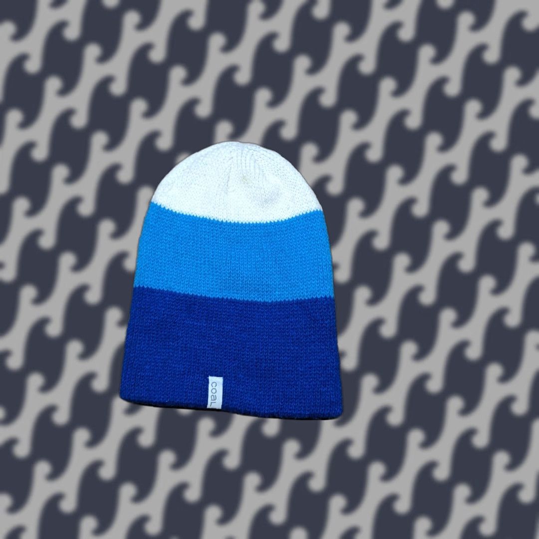Coal VINTAGE COAL Beanie Hat One Size Striped White Blue Casual Knit Size ONE SIZE - 1 Thumbnail