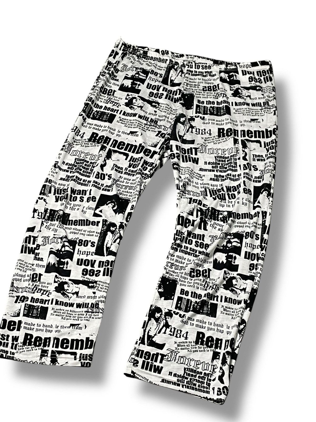 Designer × Japanese Brand Blue Trive Newspaper Pattern Cotton Spandex Pants (4) Size US 30 / EU 46 - 3 Thumbnail