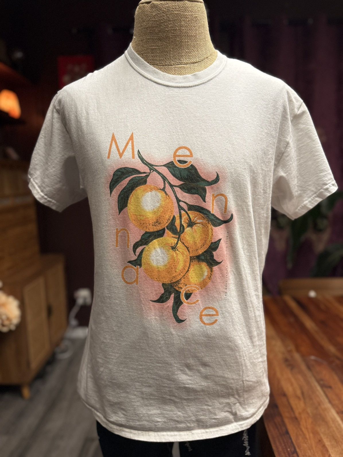 Asos Vintage-Style Graphic Tee – “Menace” Orange Fruit Print Size US M / EU 48-50 / 2 - 2 Thumbnail