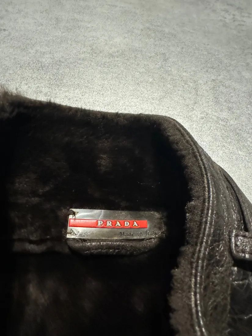 Prada × Vintage 2000s Prada Imperialist Fur Brown Leather Jacket Size US M / EU 48-50 / 2 - 8 Thumbnail