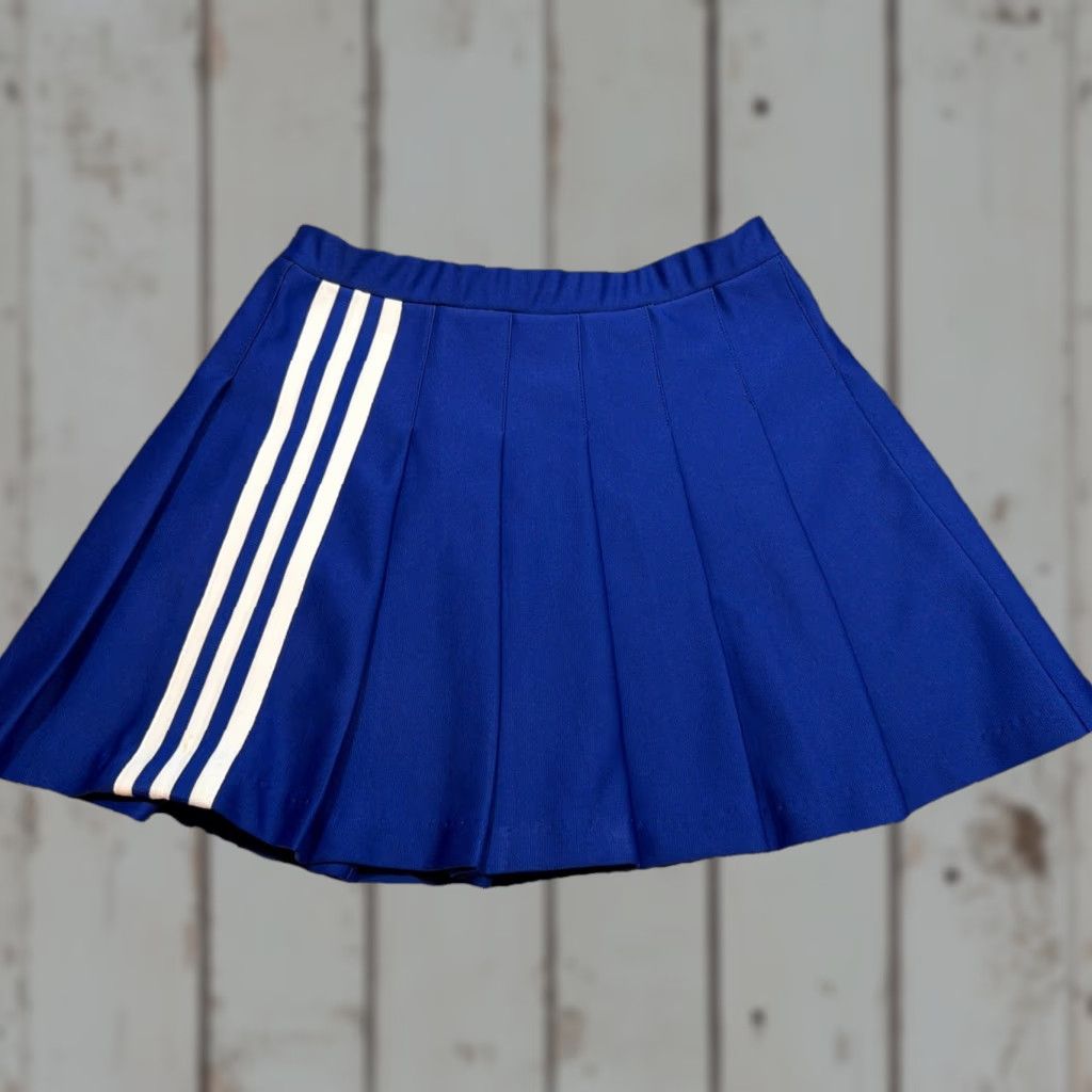 Vintage VARSITY BLUE Pleated CHEER SKIRT white Stripes Schoolgirl Cheerleading Uniform M Size 32" / US 10 / IT 46 - 1 Thumbnail