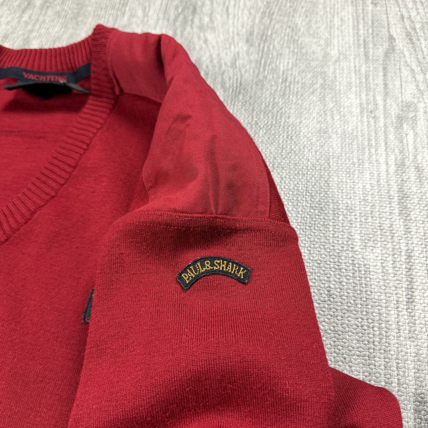 Paul & Shark PAUL & SHARK Sweater V-Neck Wool Blend Red XL Nautical Sailing 90s Mens Size US XL / EU 56 / 4 - 7 Thumbnail