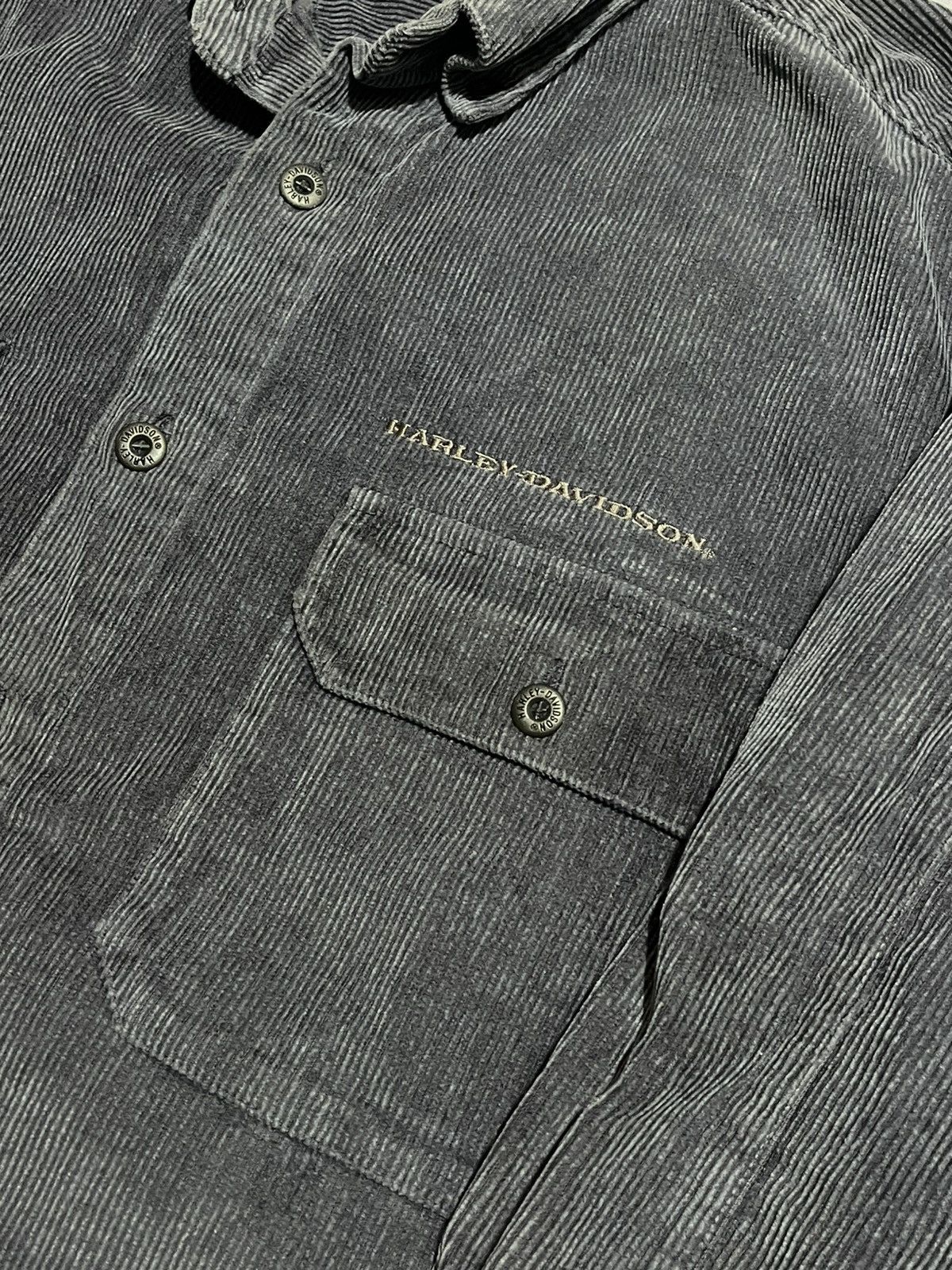 Harley Davidson Harley-Davidson Corduroy Shirt Vintage L Grey Size US L / EU 52-54 / 3 - 4 Thumbnail