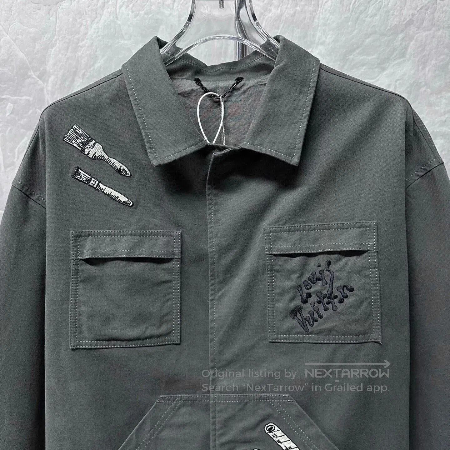 Louis Vuitton louis vuitton embroidered utility jacket in gray. Size US L / EU 52-54 / 3 - 2 Thumbnail