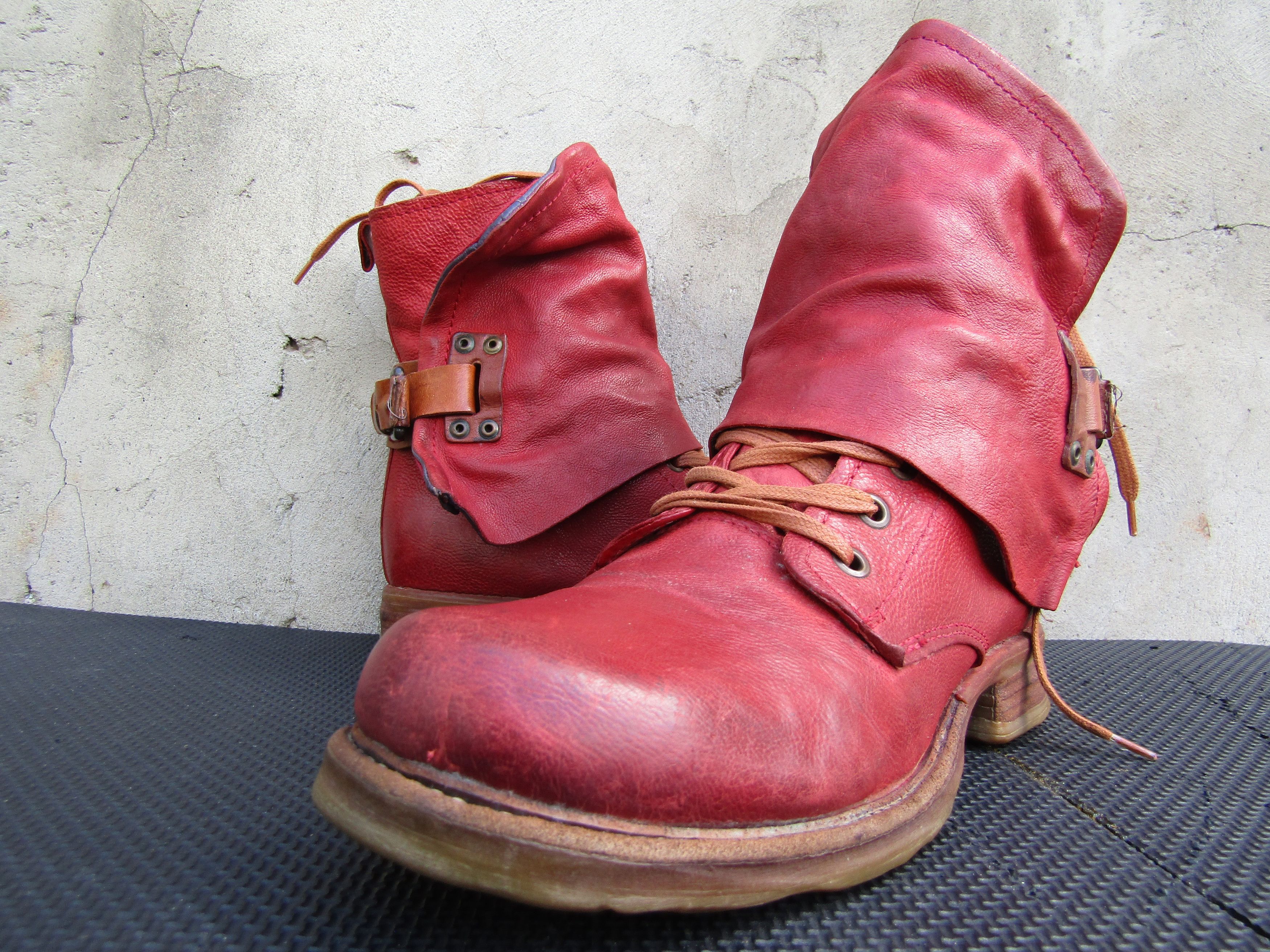 A.S.98 Airstep A.S.98 Buckle Zip Red Booties Lace Leather Size US 8 / IT 38 - 5 Thumbnail