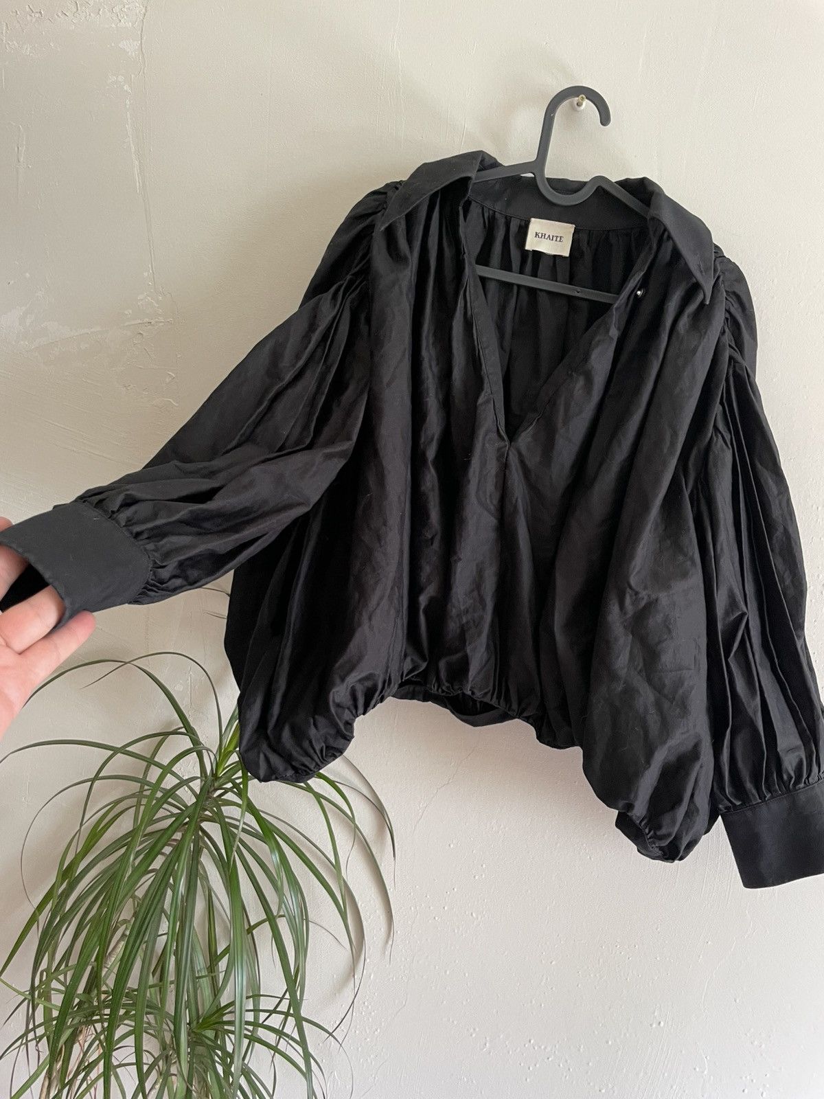 KHAITE Khaite Malone Plisse Cocoon Cotton Shirt Blouse Black XS Size XS / US 0-2 / IT 36-38 - 2 Thumbnail