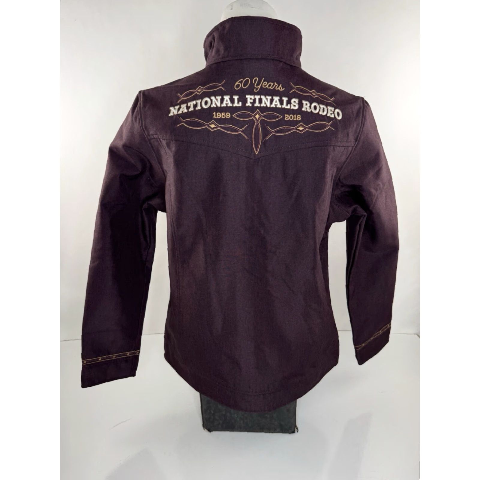 Vintage NFR PRCA - NEW w TAGS - Rodeo Horse LAS VEGAS Embroidered Womens M Jacket Shirt Womens M Burgundy Western Cowboy NFR Size M / US 6-8 / IT 42-44 - 2 Thumbnail