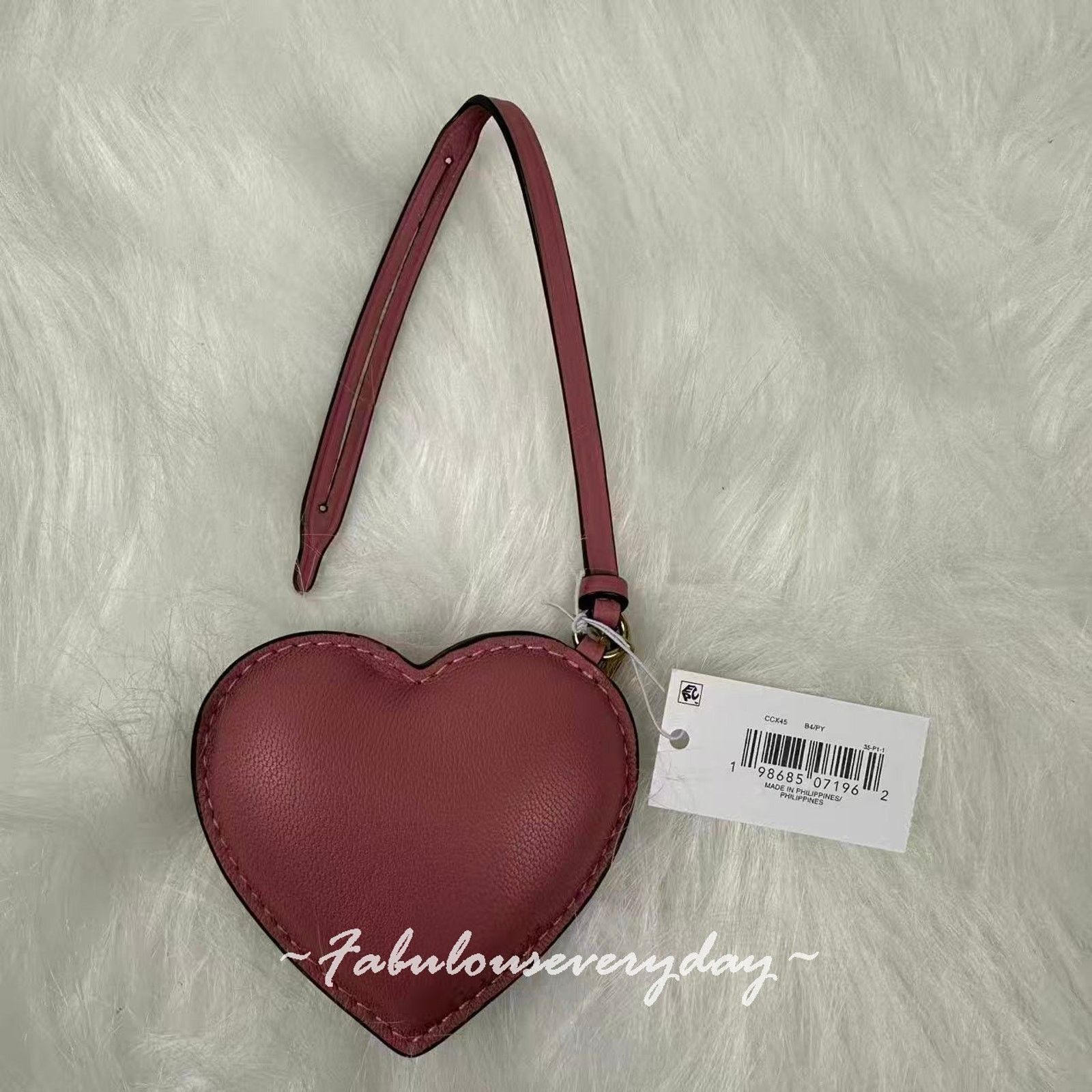 Coach Coach Heart Puffy Bag Charm In Leather/Brass/Peony Keychain Size ONE SIZE - 3 Thumbnail