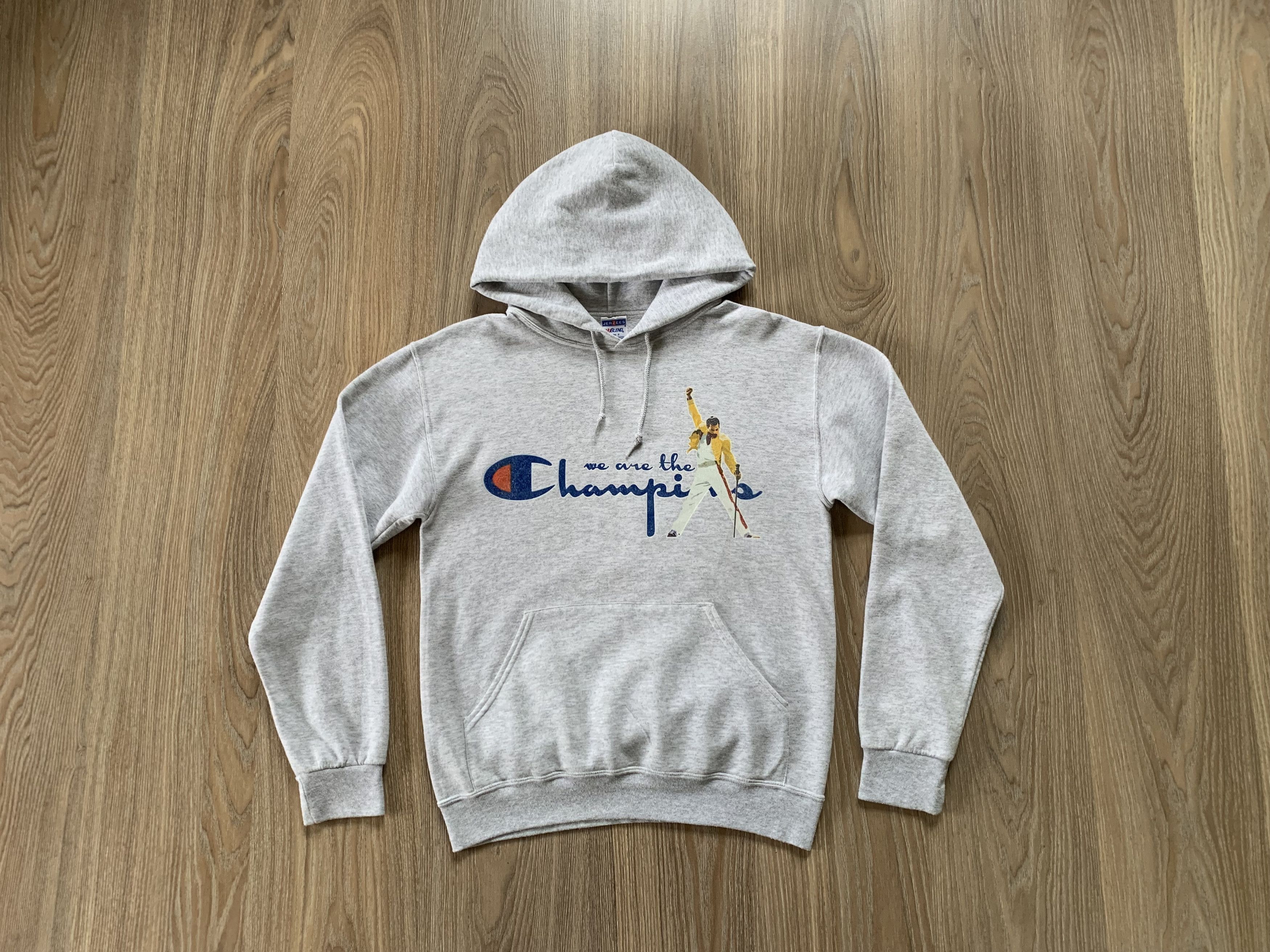 Jerzees × Vintage Jerzees Vintage We Are The Champions Cotton Hoodie Size US S / EU 44-46 / 1 - 1 Thumbnail