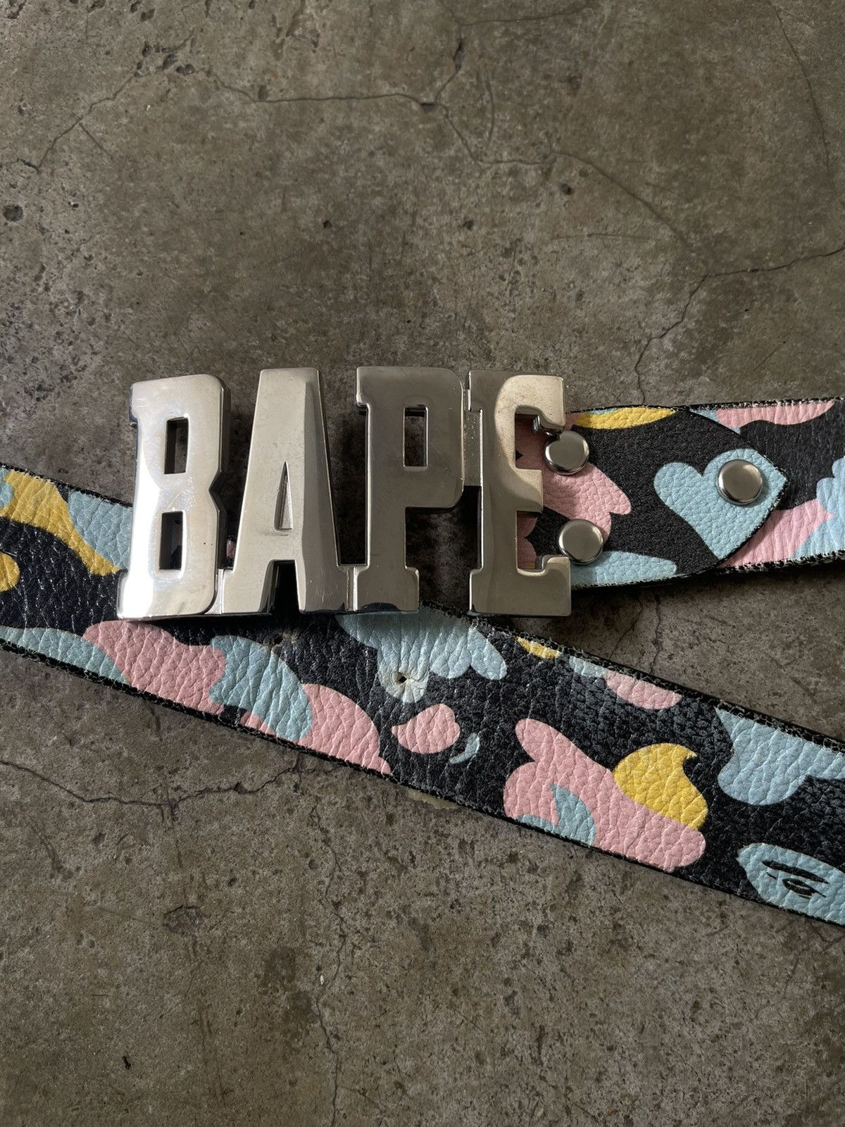 Bape A Bathing Ape Bape Spellout Black Cotton Candy Camo Belts Size 44 - 1 Thumbnail