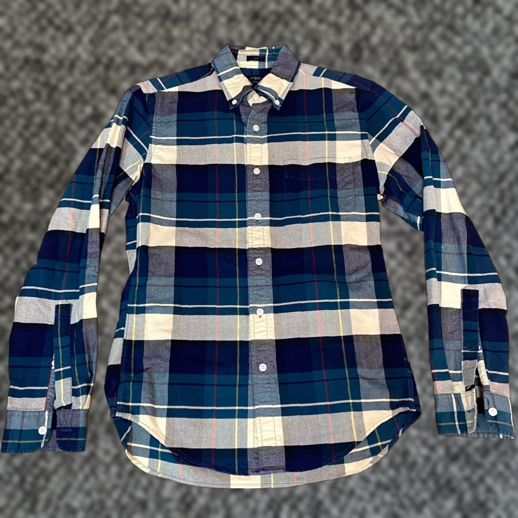 J.Crew J.CREW Oxford Shirt Mens Small Slim Fit Plaid Button-Down Blue Green Cotton Size US S / EU 44-46 / 1 - 1 Thumbnail