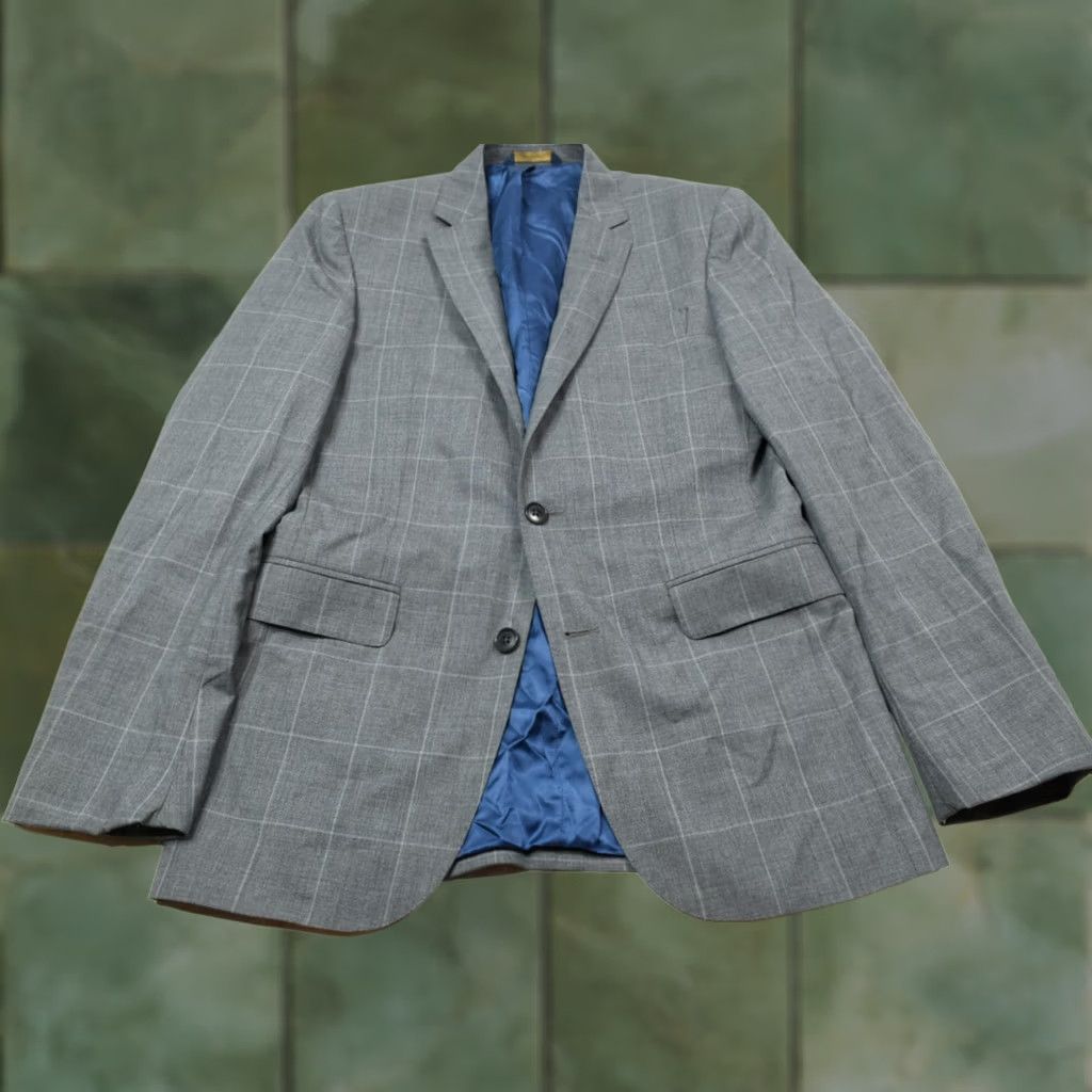 Brooks Brothers Brooks Brothers Blazer Mens 38R Gray Plaid Wool Slim 2-Button Notch Lapel Single-Breasted Regular Jacket Coat Spring Fall Winter Vintage: No Size 38R - 1 Thumbnail