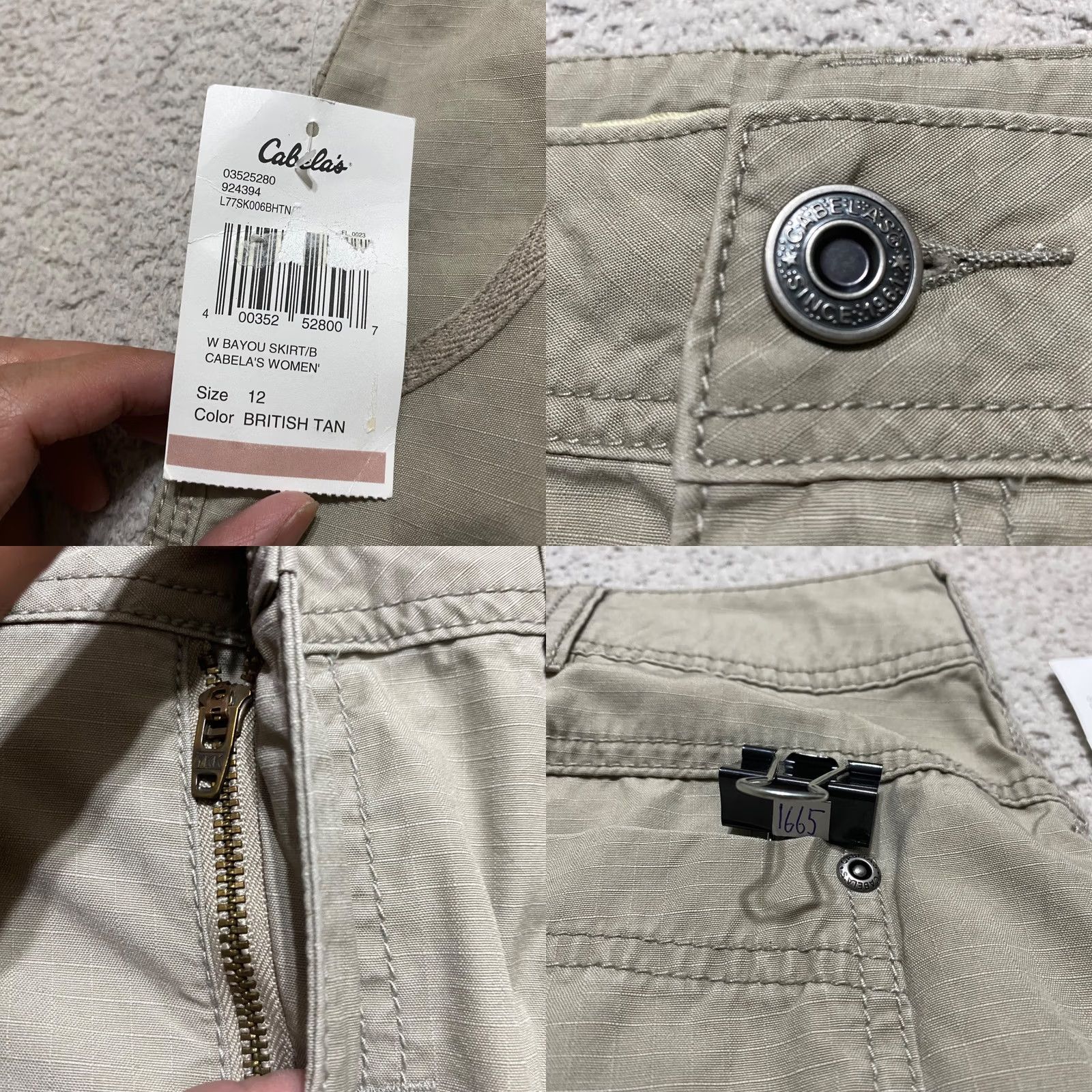 Vintage NWT Cabela's Womens 12 Skirt Beige Cargo Pockets Outdoor Hiking Short Vintage: No Size 34" / US 12 / IT 48 - 8 Thumbnail