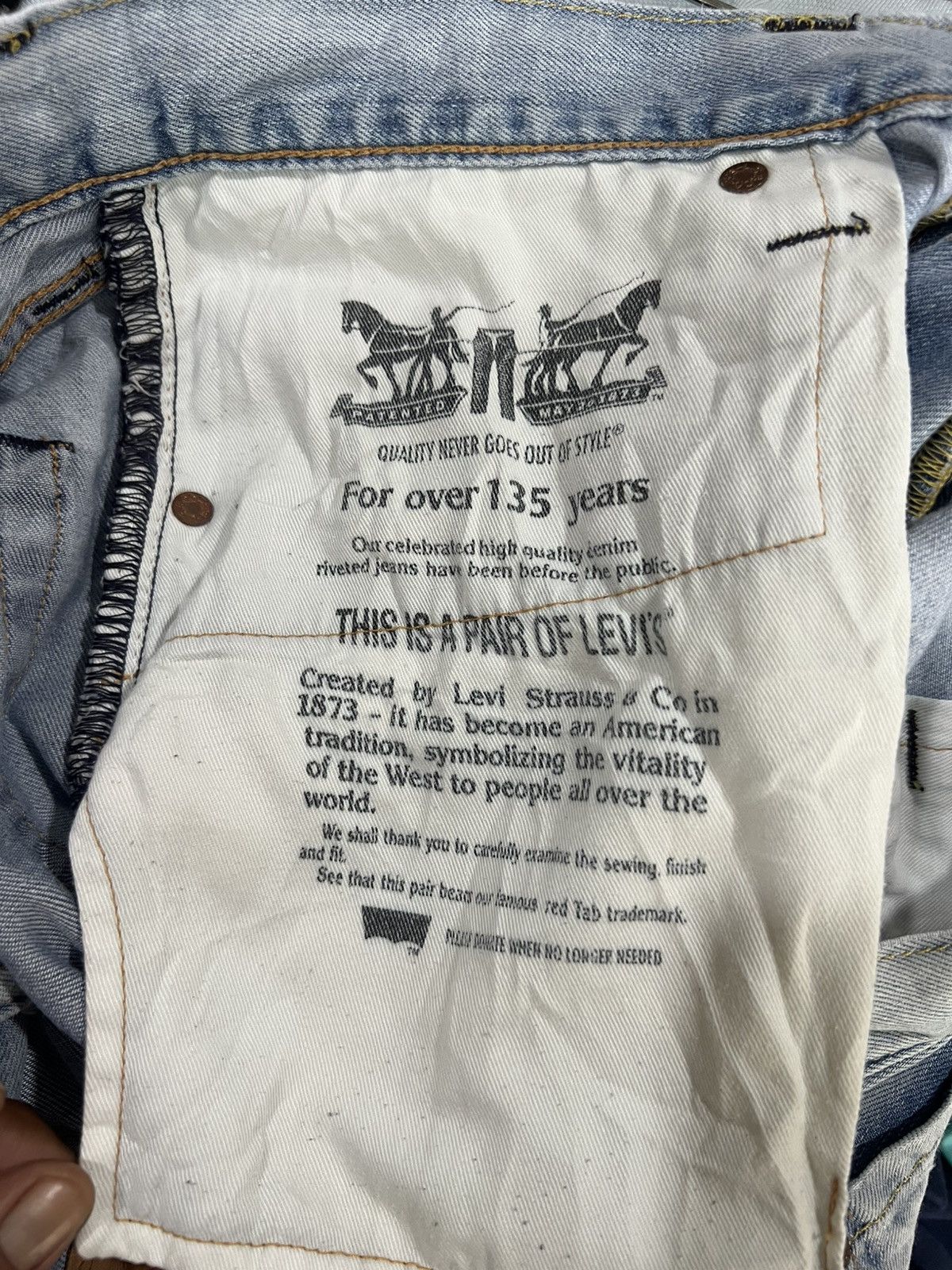 Levi's 🔥Vintage Levis 502 Distressed Denim Size US 35 - 18 Thumbnail