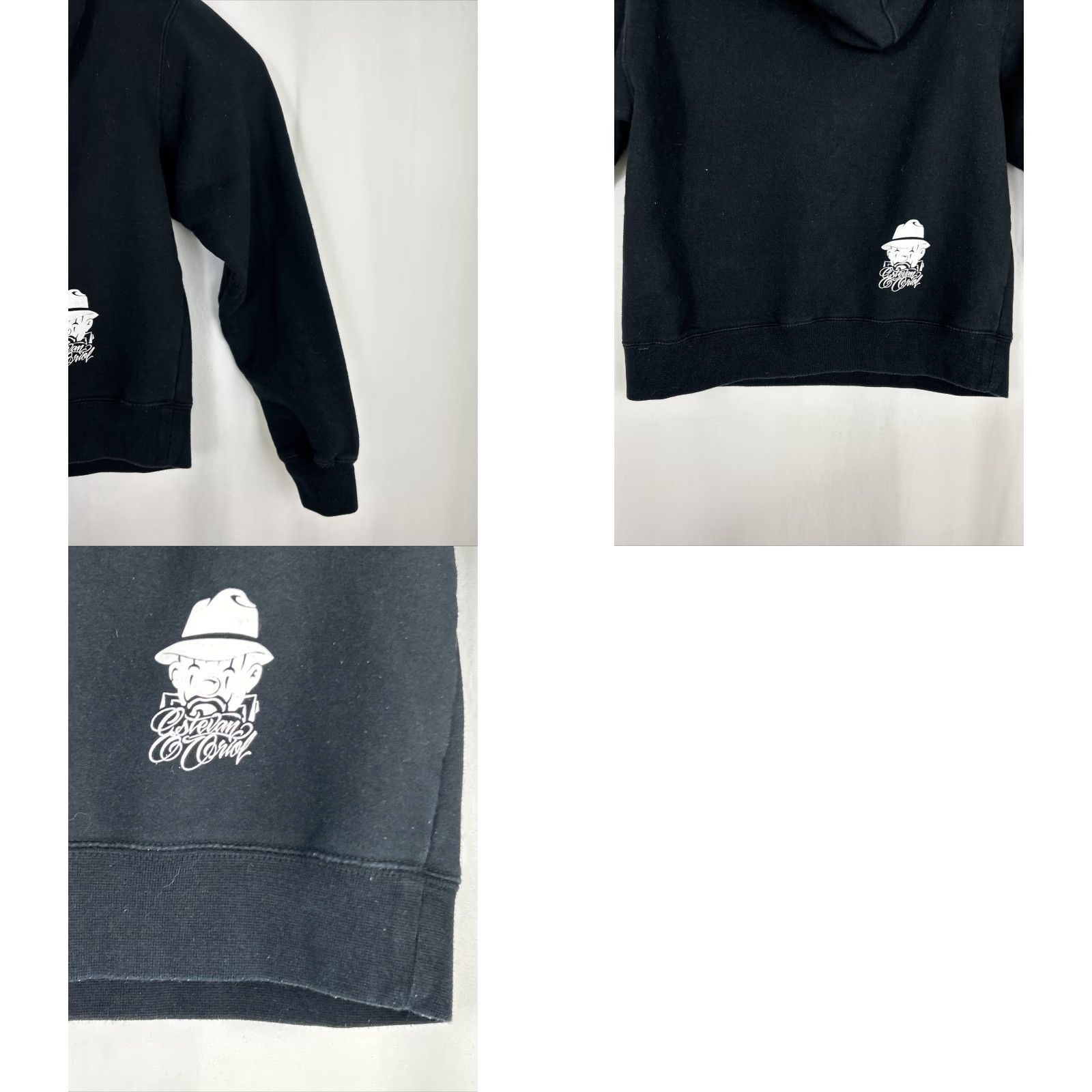 Vintage VINTAGE Estevan Oriol Womens Medium Pullover Hoodie Black West Coast Girl Booty Tattoo Size M / US 6-8 / IT 42-44 - 9 Thumbnail